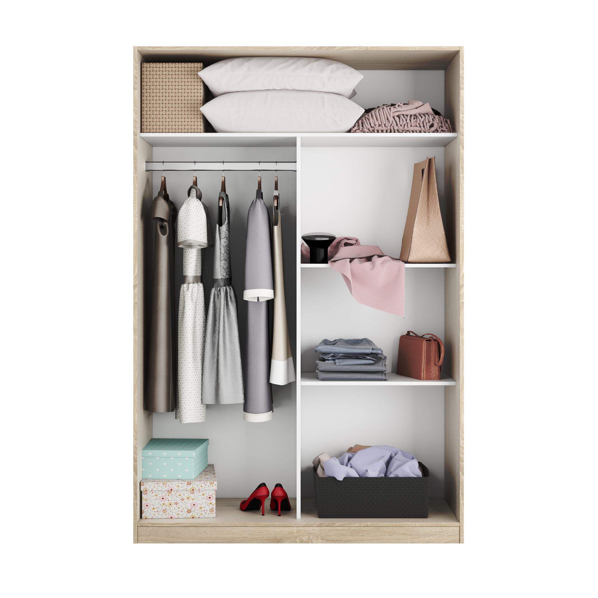 Voir la diapositive 3 : Armoire 2 Portes Coulissantes L120 x H 200 cm BOGUS