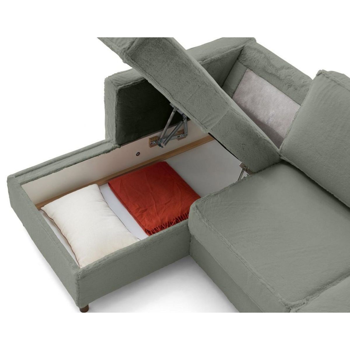 LISA DESIGN Jake - canapé d'angle gauche 4 places convertible avec coffre en fausse fourrure