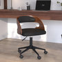 Voir la diapositive 2 : Rendez vous déco Chaise de bureau pivotante en bois foncé et PU noir-Louis
