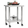 Voir la diapositive 2 : VIDAXL Table de travail de cuisine avec roues 80x45x85 cm Inox
