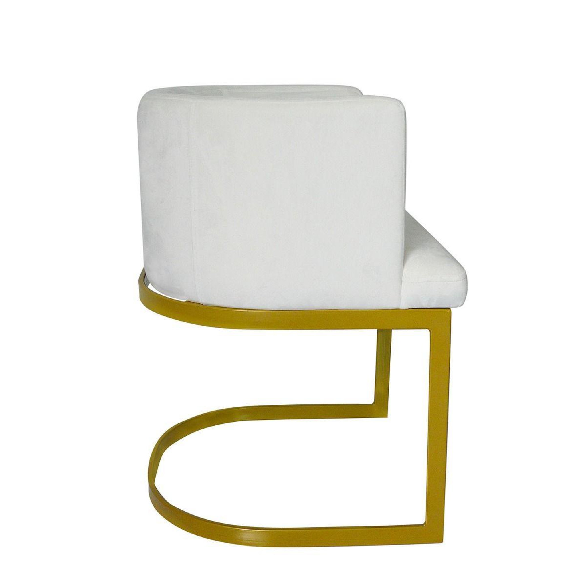Voir la diapositive 3 : Paris Prix Chaise design en velours  noemy  75cm blanc & or