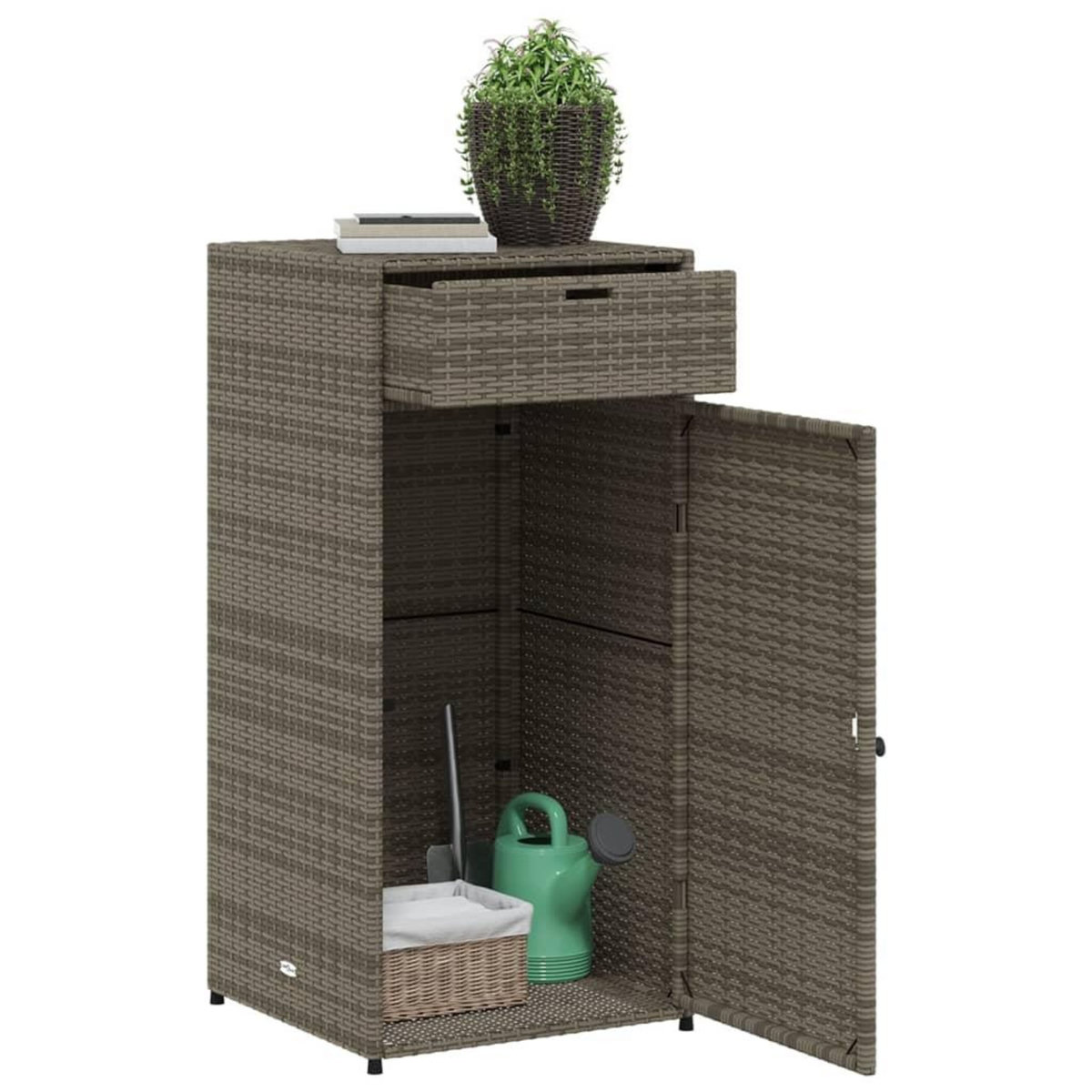 VIDAXL Armoire de rangement de jardin gris 55x55x111 cm resine tressee