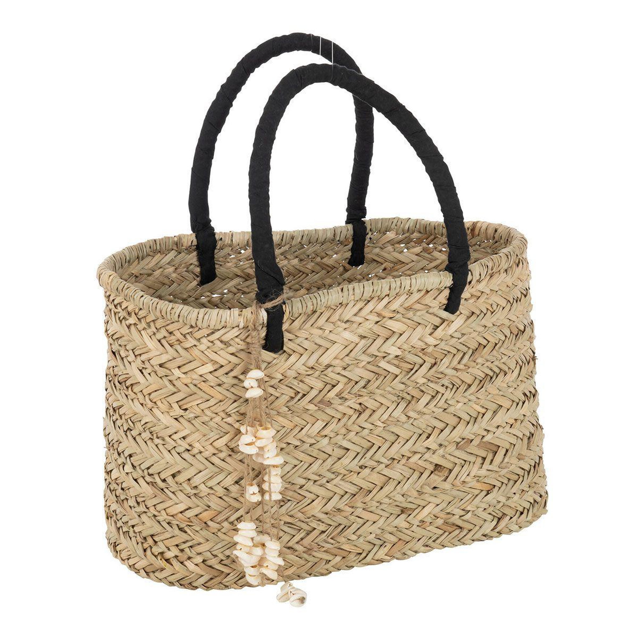 Voir la diapositive 1 : J-LINE Sac de Plage  Coquillages  46cm Naturel & Noir
