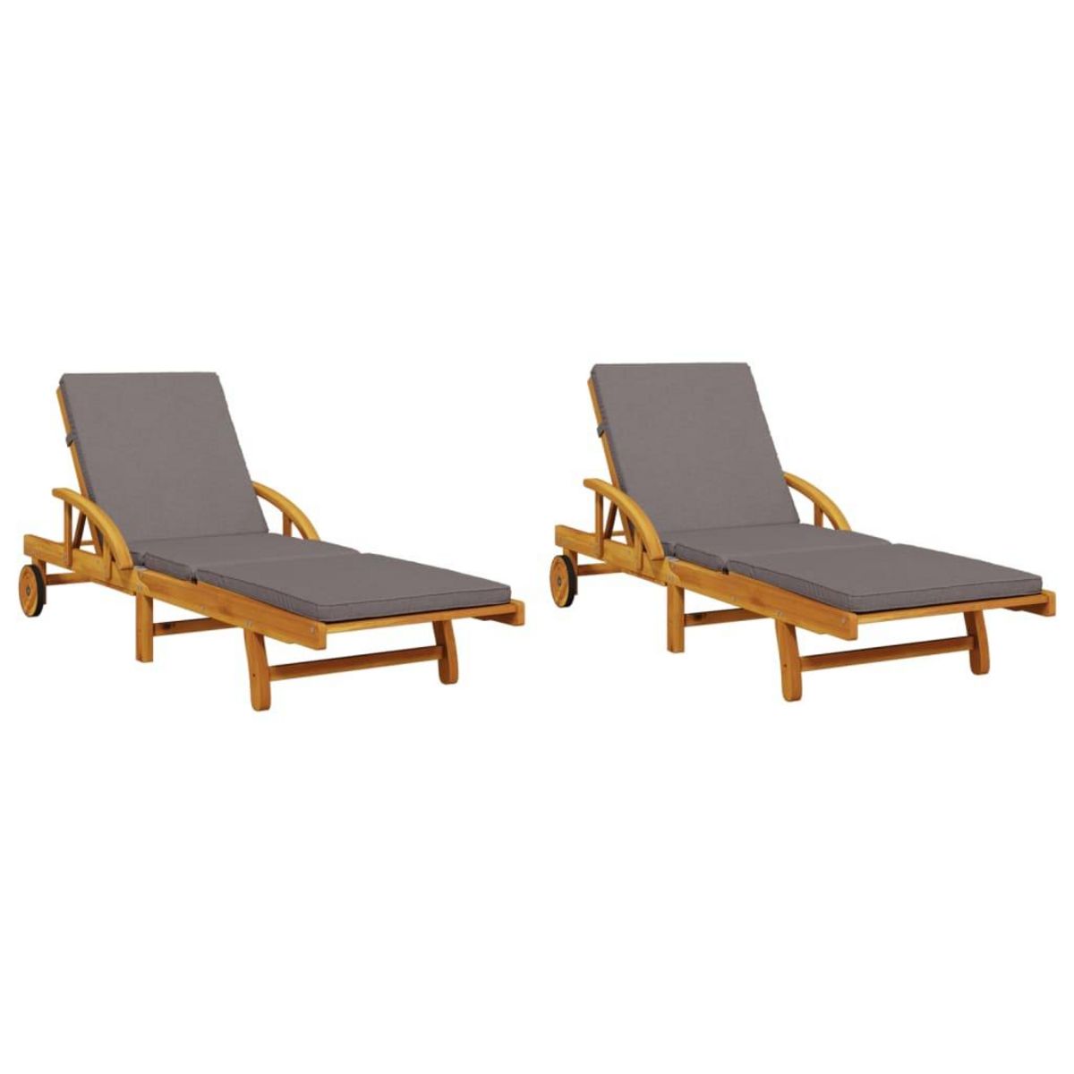 VIDAXL Chaises longues lot de 2 avec table bois massif d'acacia