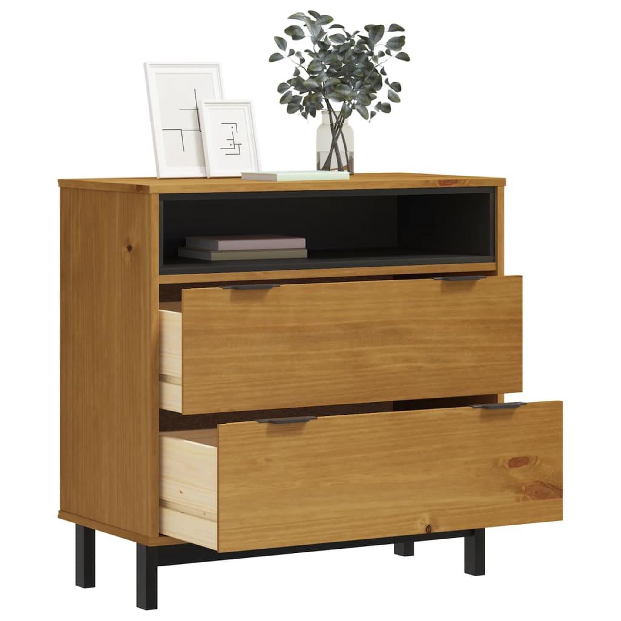 Voir la diapositive 3 : VIDAXL Commode flam 80x40x80 cm bois de pin massif
