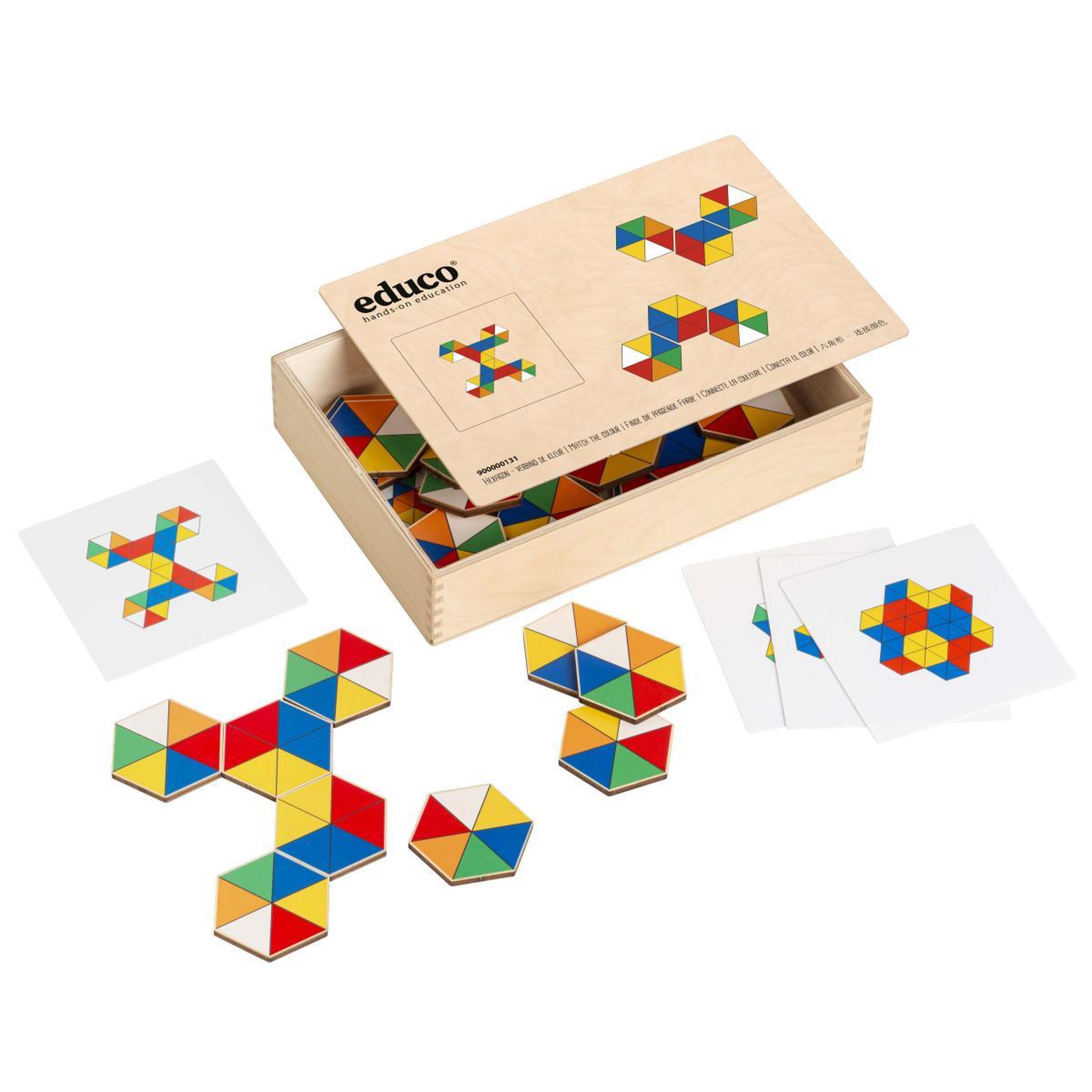 Voir la diapositive 2 : EDUCO Apprendre les mathématiques - Hexagon - connecte la couleure - jeu Montessori
