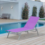 Voir la diapositive 2 : OUTSUNNY Bain de soleil transat - chaise longue - design contemporain - dossier inclinable multi-positions - métal époxy textilène mauve - dim. 170 x 58 x 97 cm
