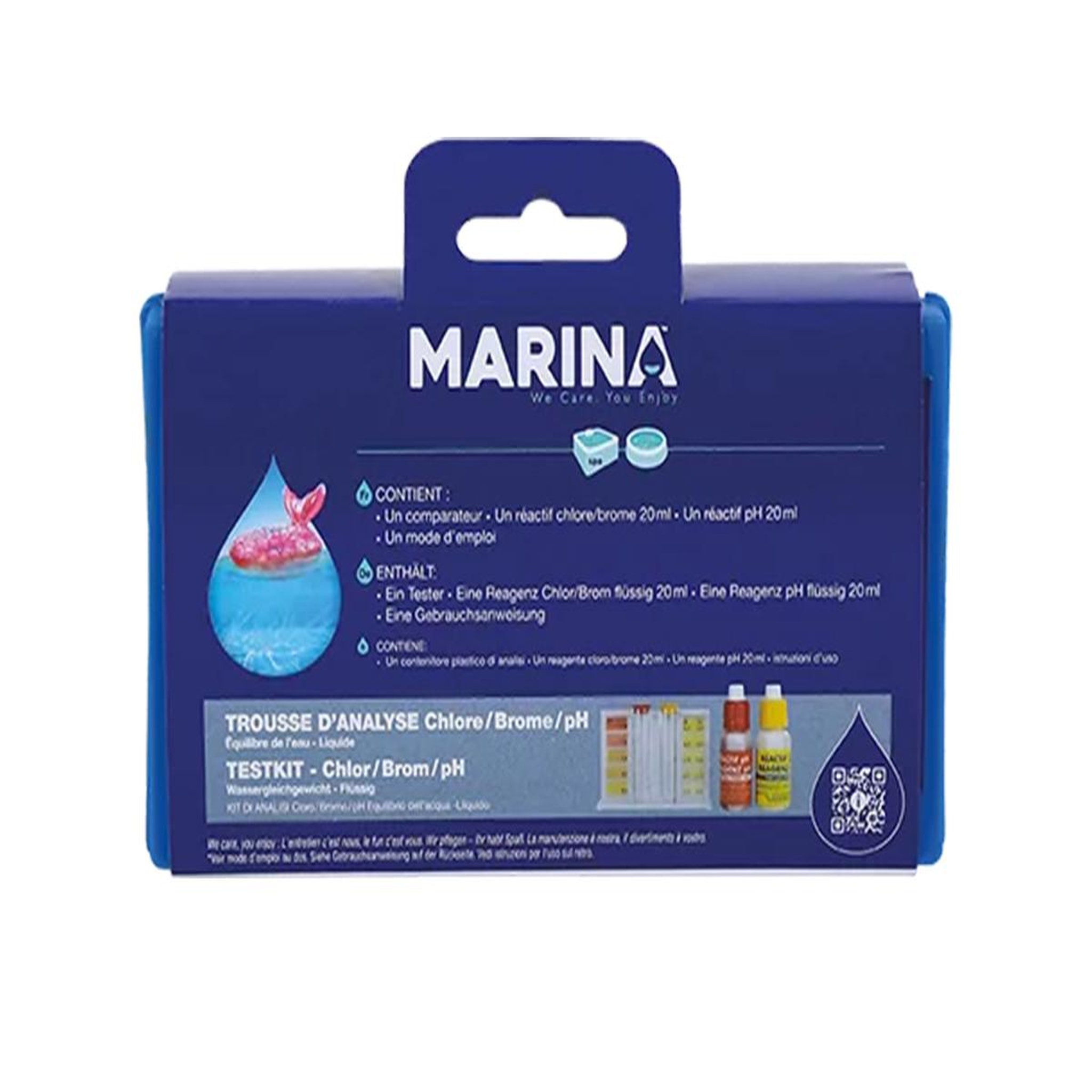 Voir la diapositive 4 : MARINA Trousse d'analyse eau piscine Chlore/Brome/pH - Marina