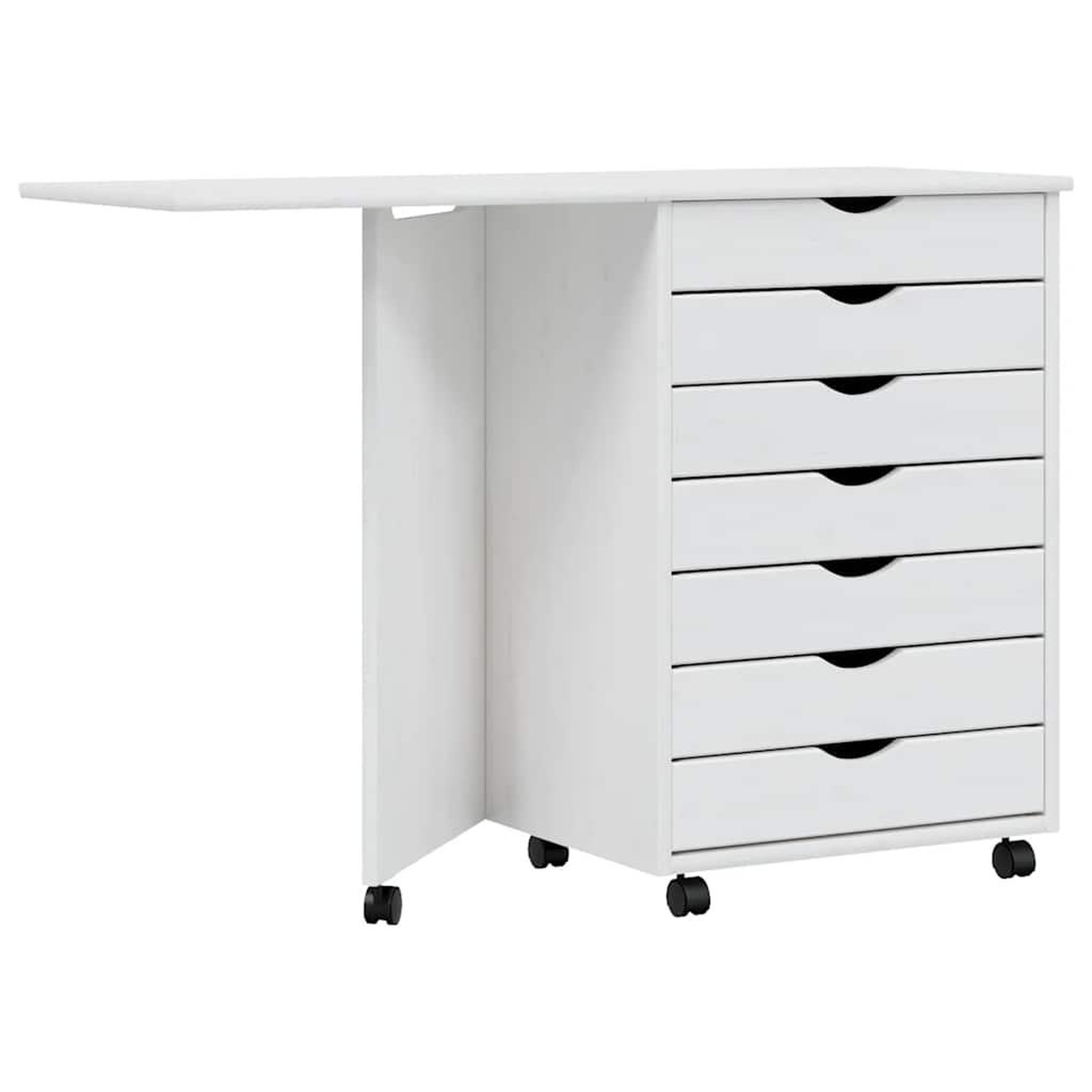 Voir la diapositive 2 : VIDAXL Armoire roulante avec bureau MOSS blanc bois de pin solide