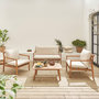 Voir la diapositive 2 : SWEEEK Salon de jardin en bois d'acacia 4 places beige. NALDA. coussins gansés et déhoussables