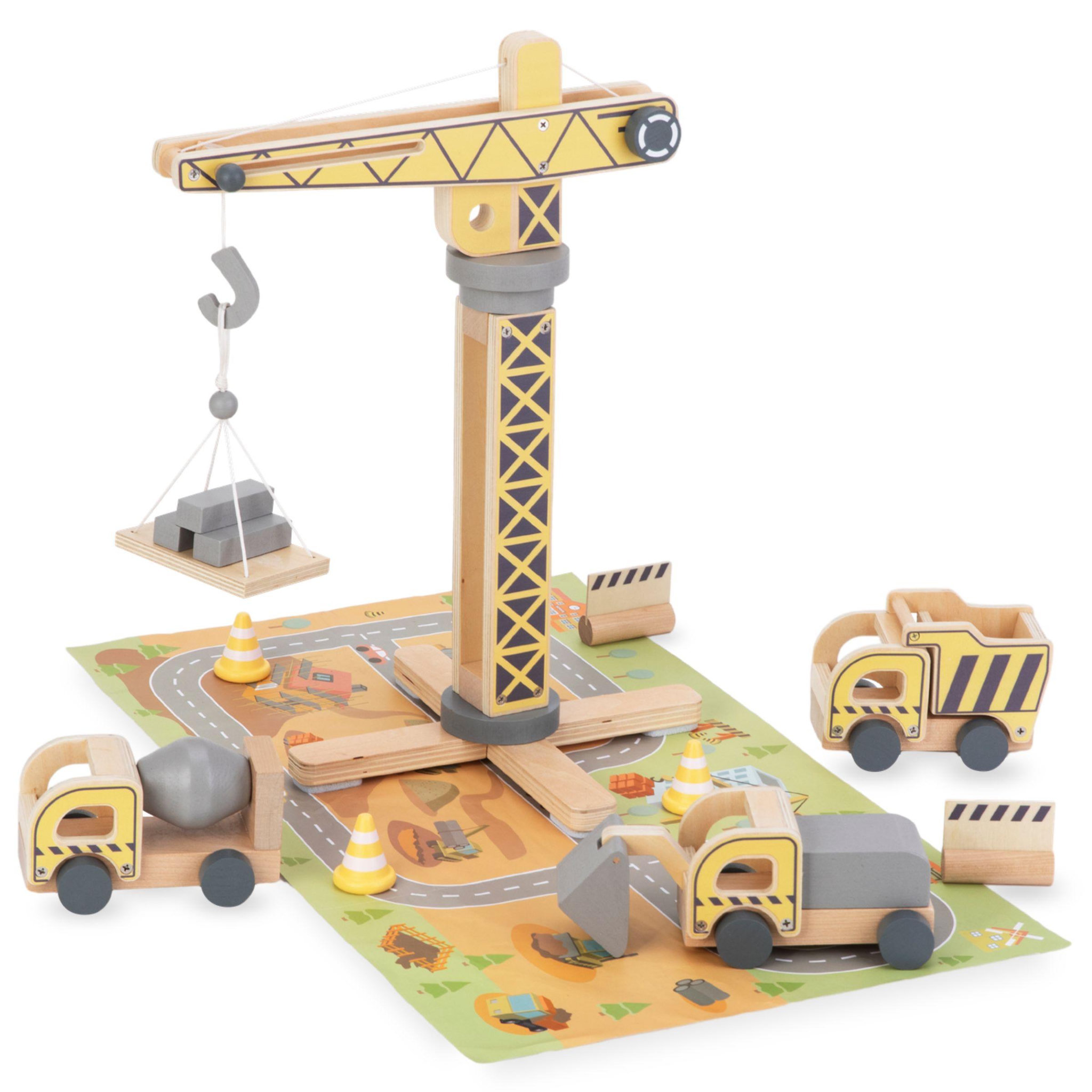 MAMABRUM Imitation Chantier de Construction Enfant +3ans - Plate-forme avec Matériaux de Construction Bois,