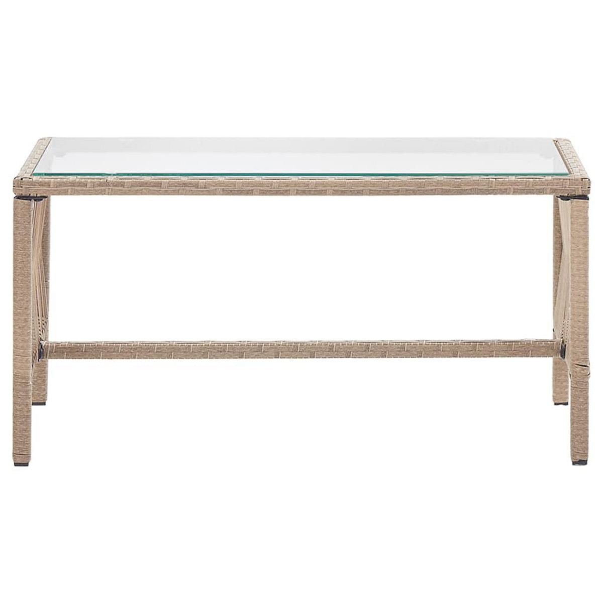 VIDAXL Salon de jardin 4 pcs avec coussins Resine tressee Beige