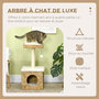 Voir la diapositive 4 : PAWHUT Arbre à chat style cosy chic griffoir sisal niche plateforme d'observation boule jacinthe d'eau peluche aspect fourrure