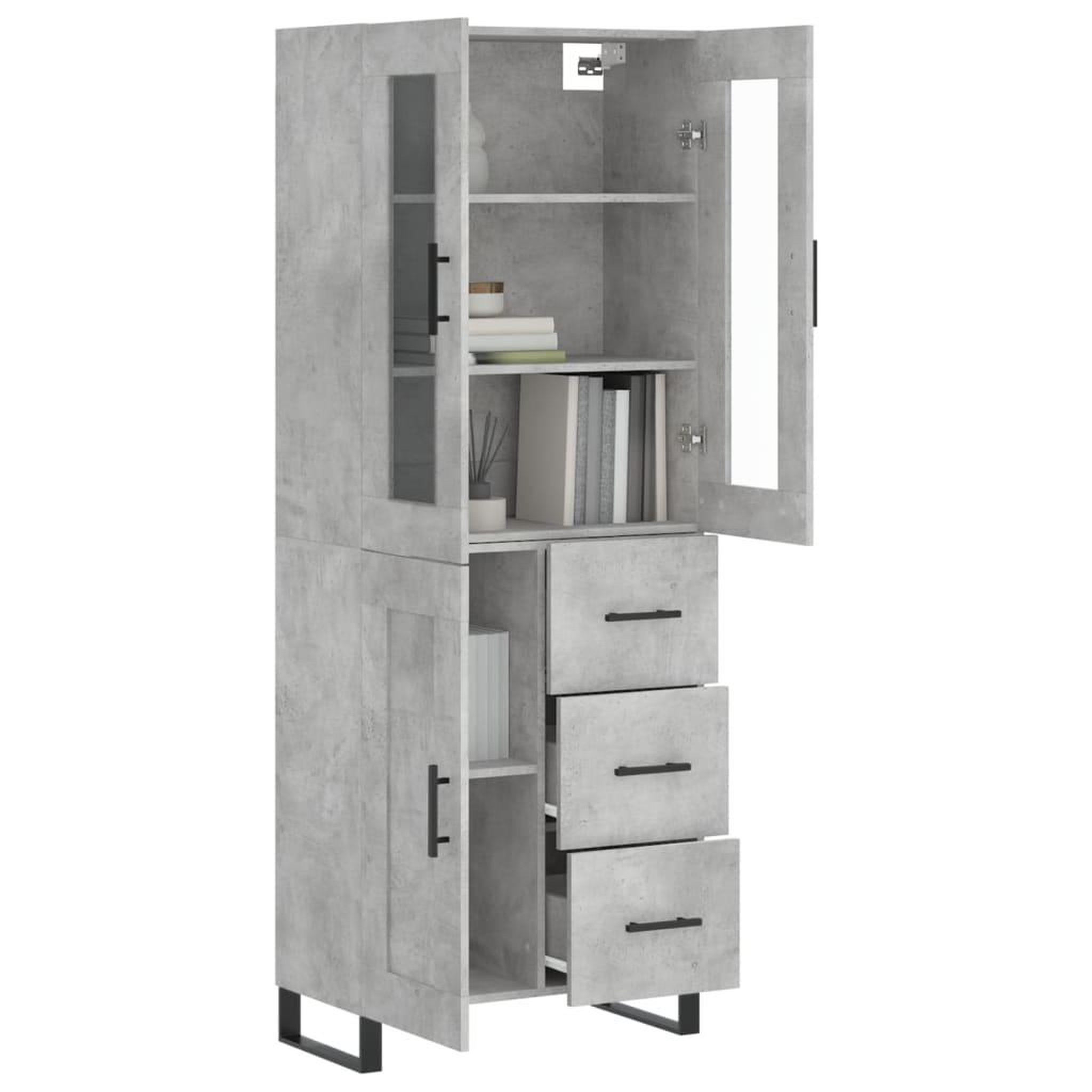 Voir la diapositive 3 : VIDAXL Buffet haut Gris beton 69,5x34x180 cm Bois d'ingenierie