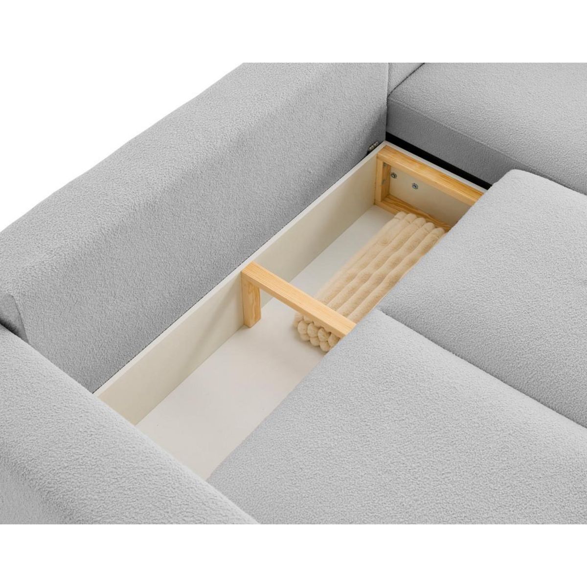 LISA DESIGN Livy - canapé d'angle réversible 4 places convertible avec coffre en tissu bouclette