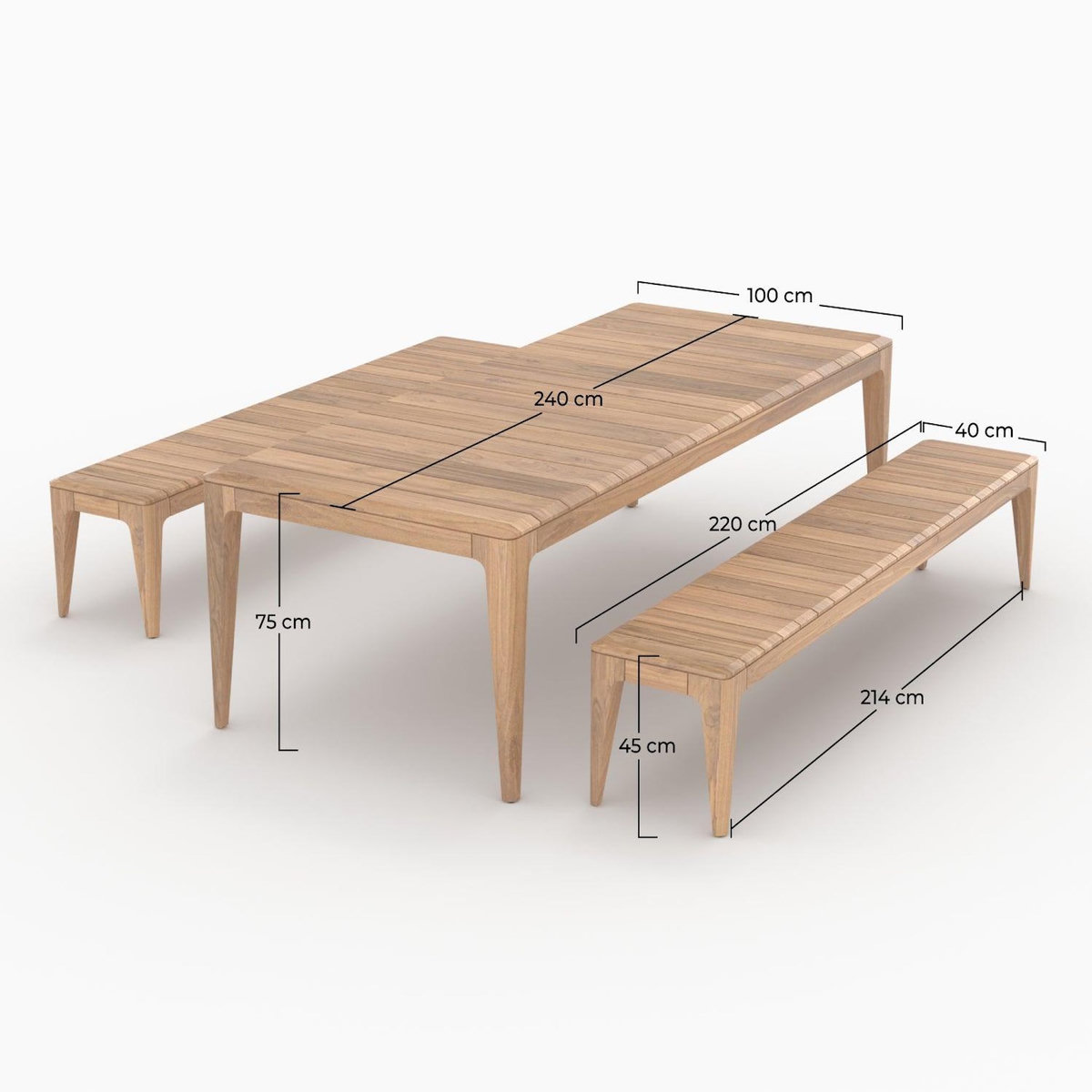 Rendez vous déco Table et bancs de jardin en bois de teck recyclé 10 personnes-Nonza