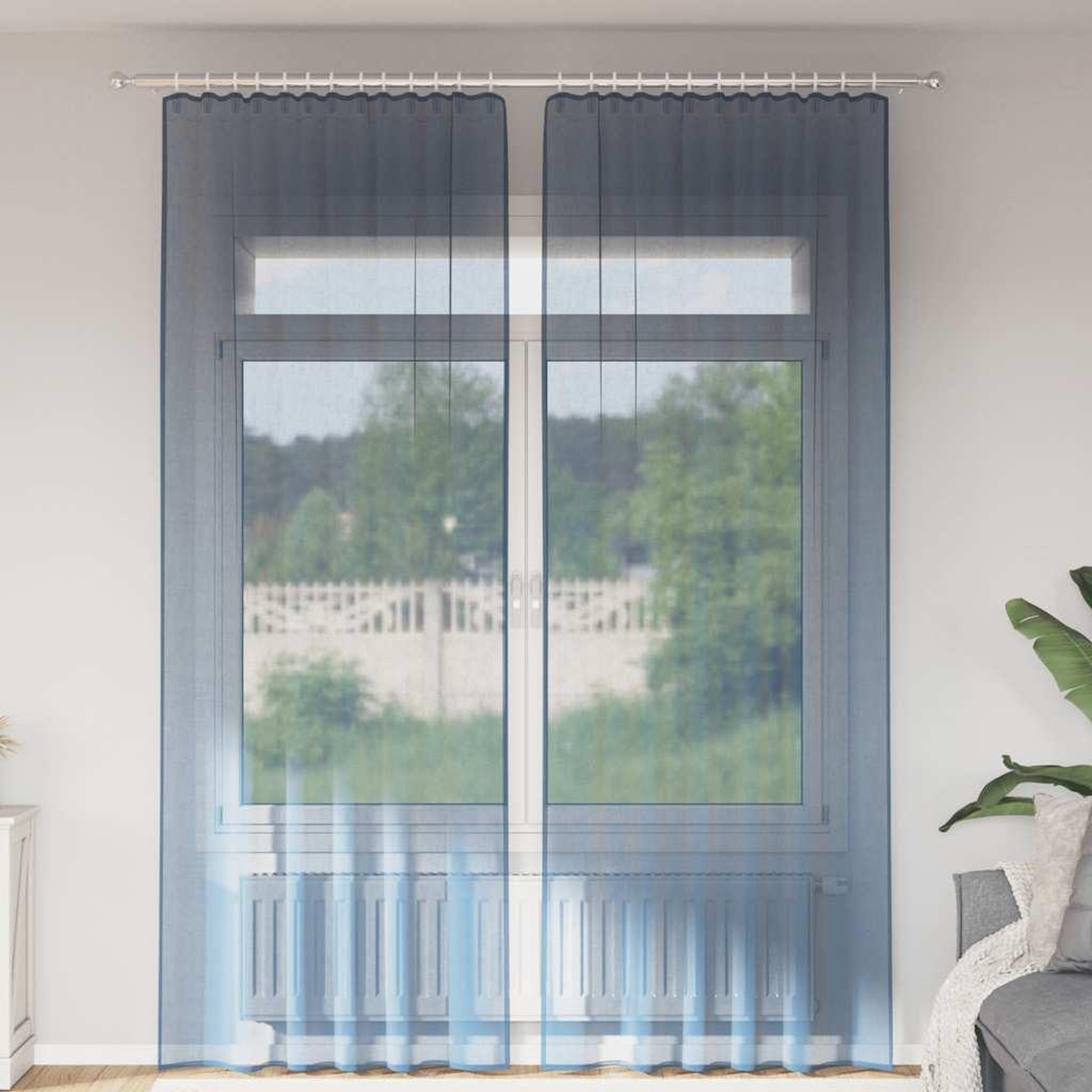 VIDAXL Rideaux en voile avec boucles 2 pcs bleu royal 140x260 cm