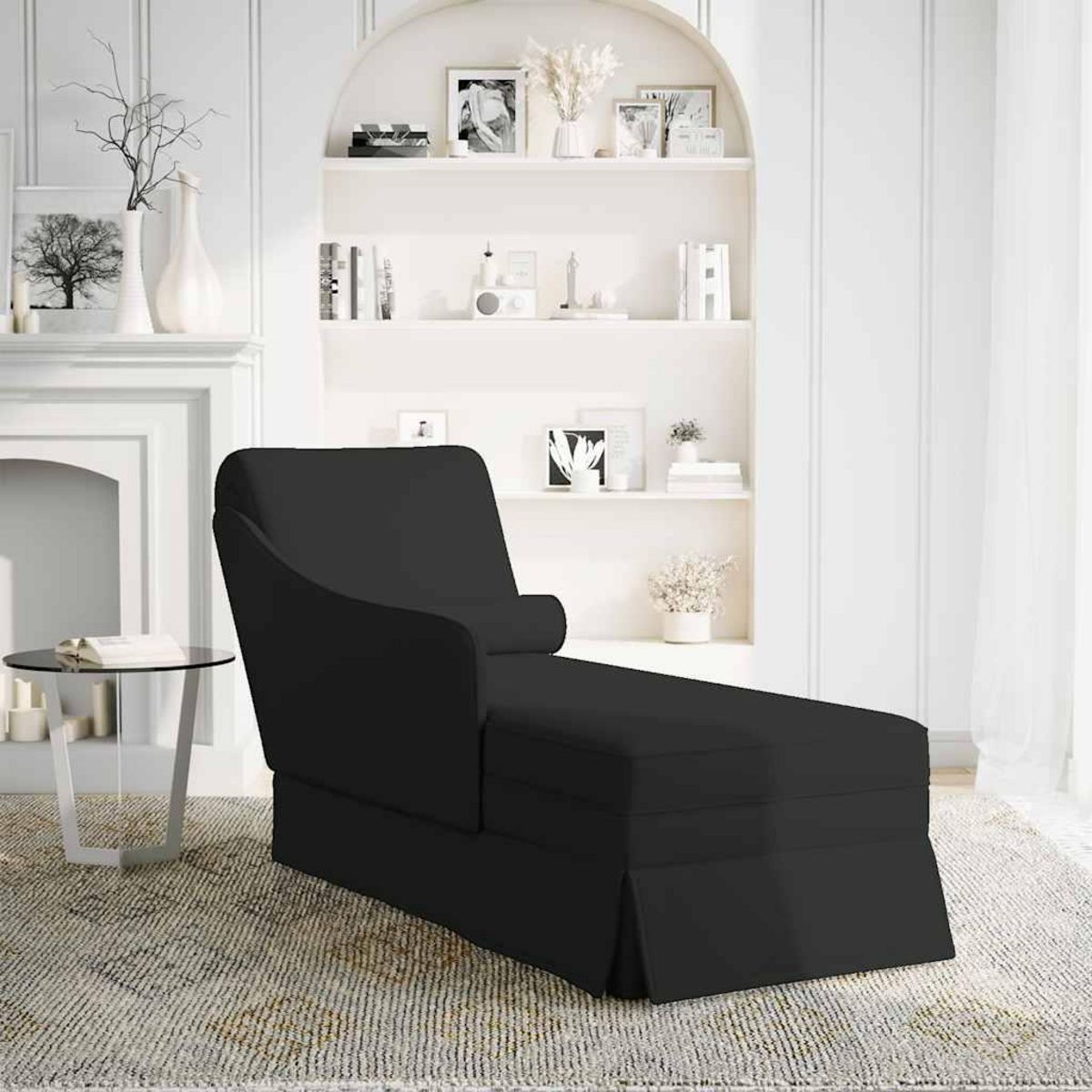VIDAXL Fauteuil long avec traversin et accoudoir droit noir velours