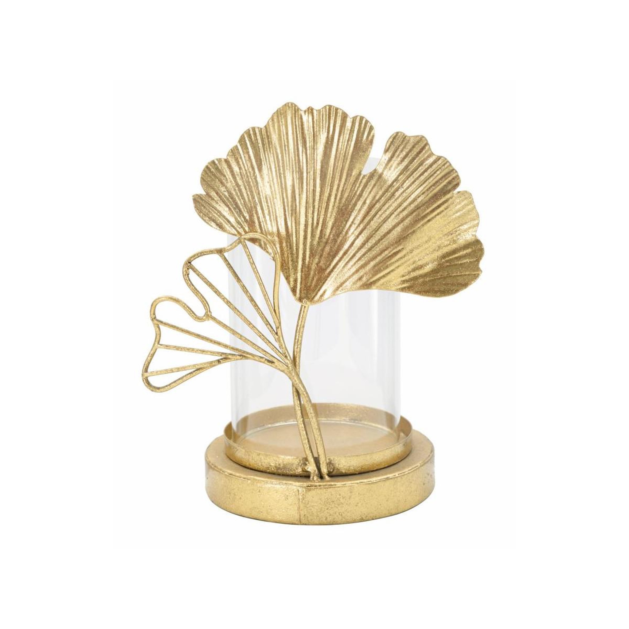 Paris Prix Photophore Design en Verre  Feuilles  21cm Or