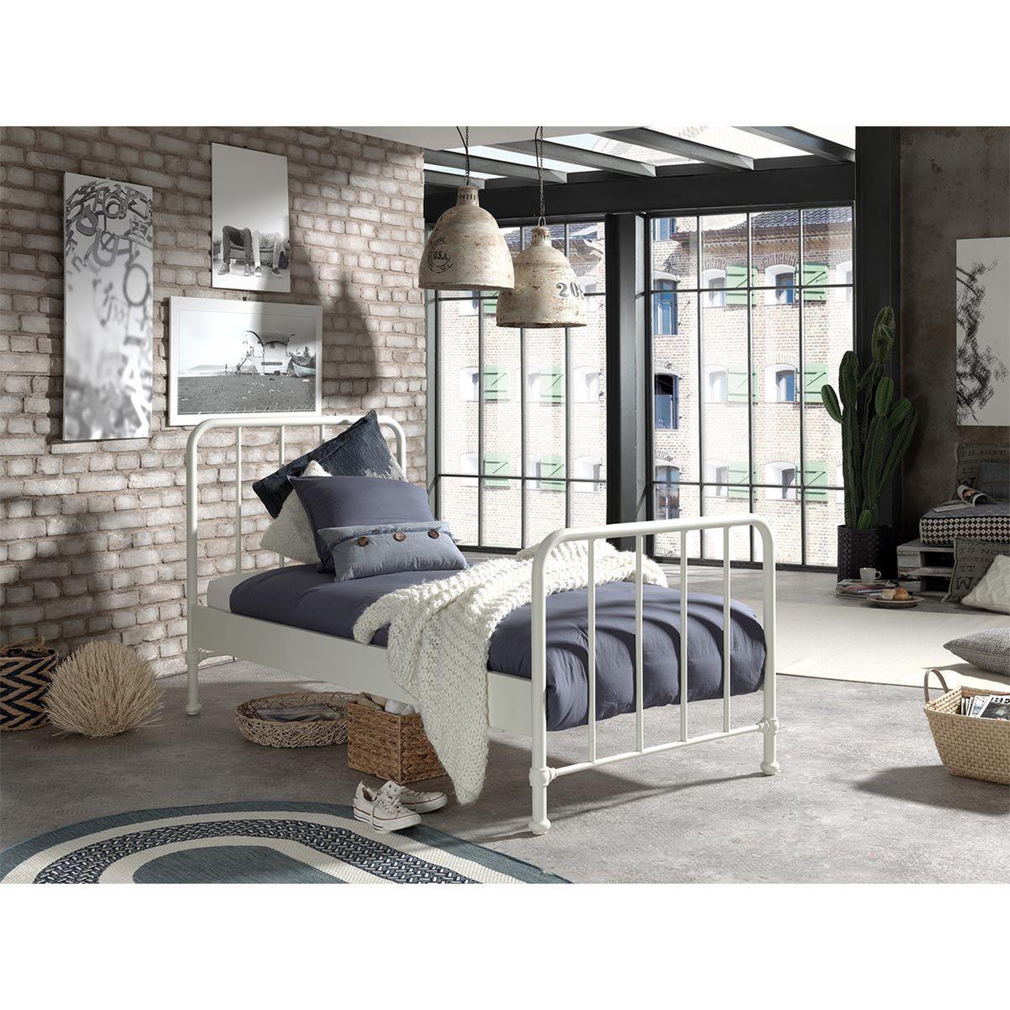 Voir la diapositive 3 : Paris Prix Lit enfant  bronxx  90x200cm blanc