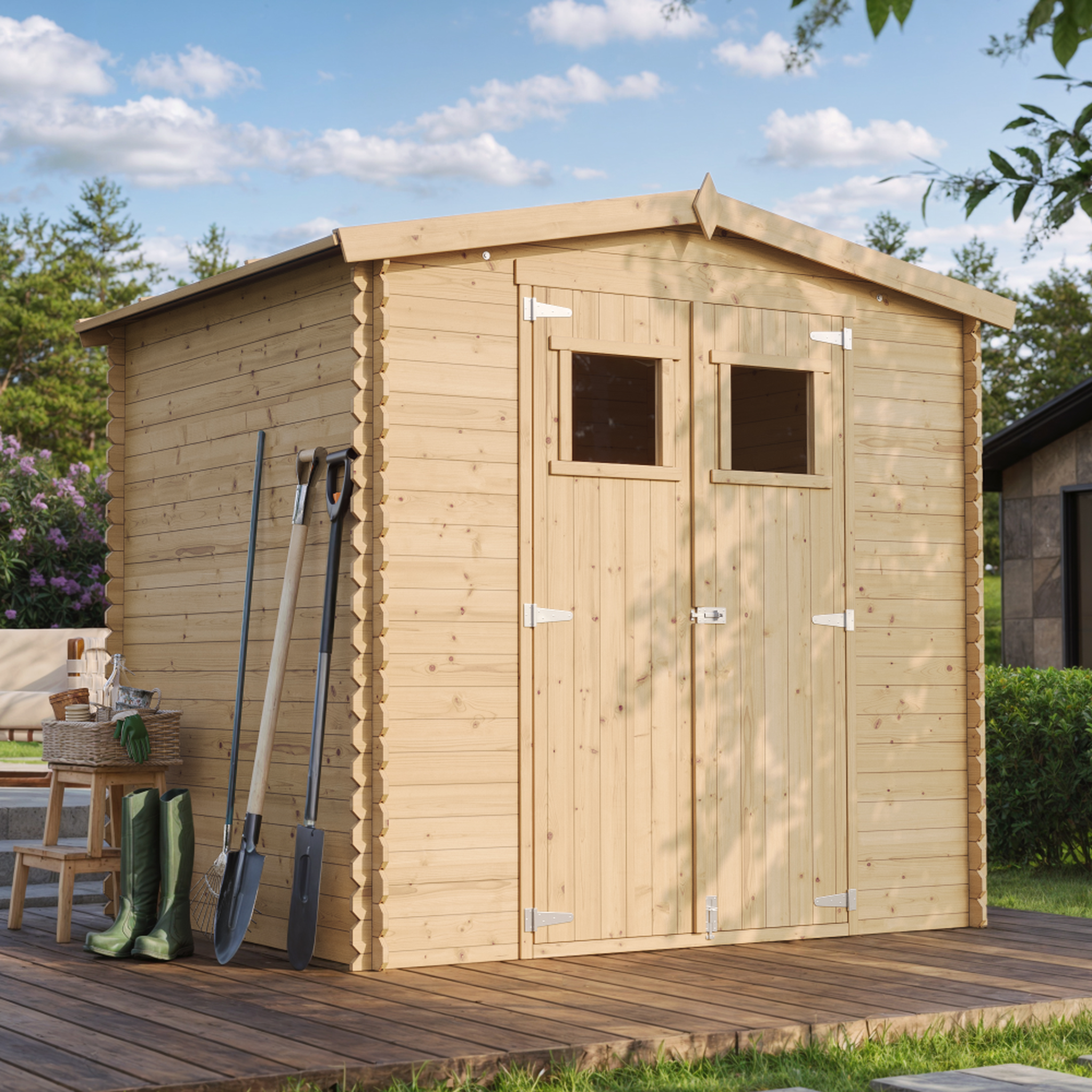 Voir la diapositive 4 : TIMBELA Abri de Jardin en Bois 4.33 m² Cabanon Jardin Exterieur à Outils et Velo avec Fenêtres M369