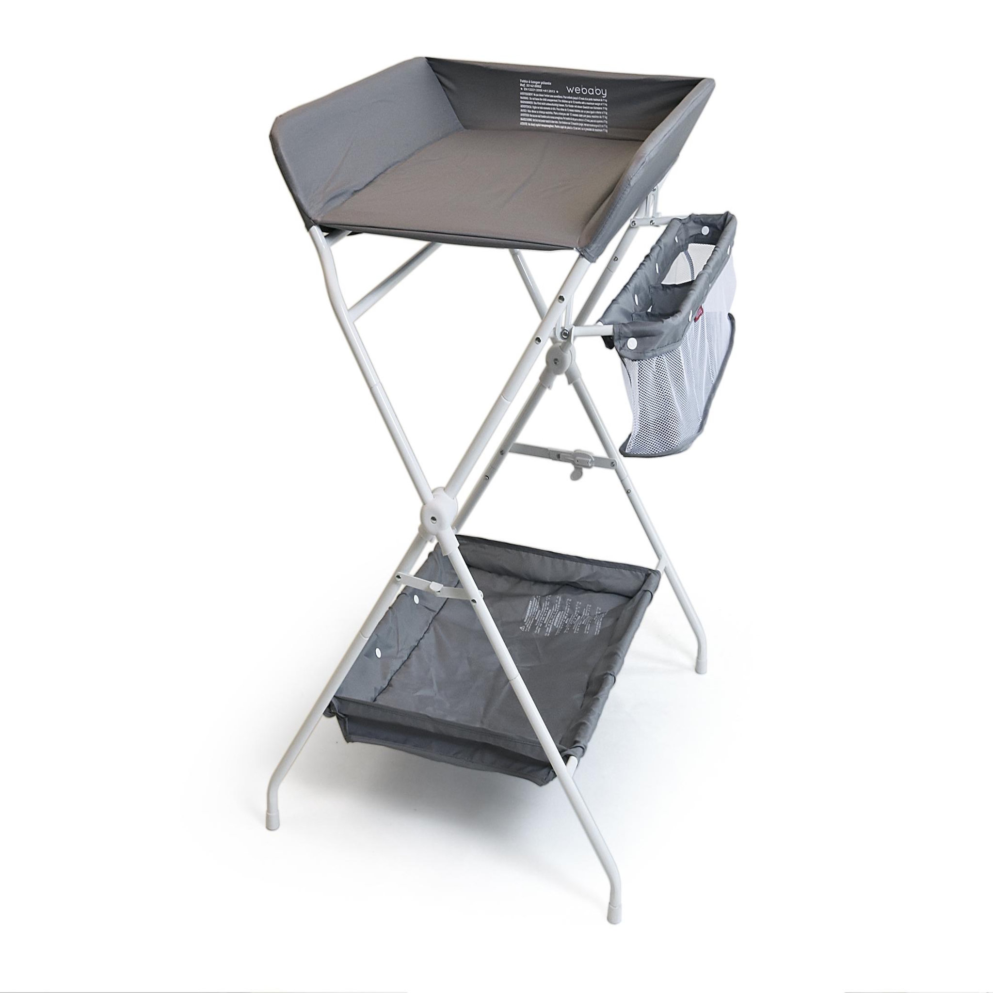 Voir la diapositive 3 : WEBABY Table à langer pliante en acier mio avec panier de rangement