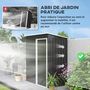 Voir la diapositive 6 : OUTSUNNY Abri de jardin - remise pour outils - cabanon porte coulissante - dim. 163L x 89l x 182H cm - tôle d'acier noir blanc