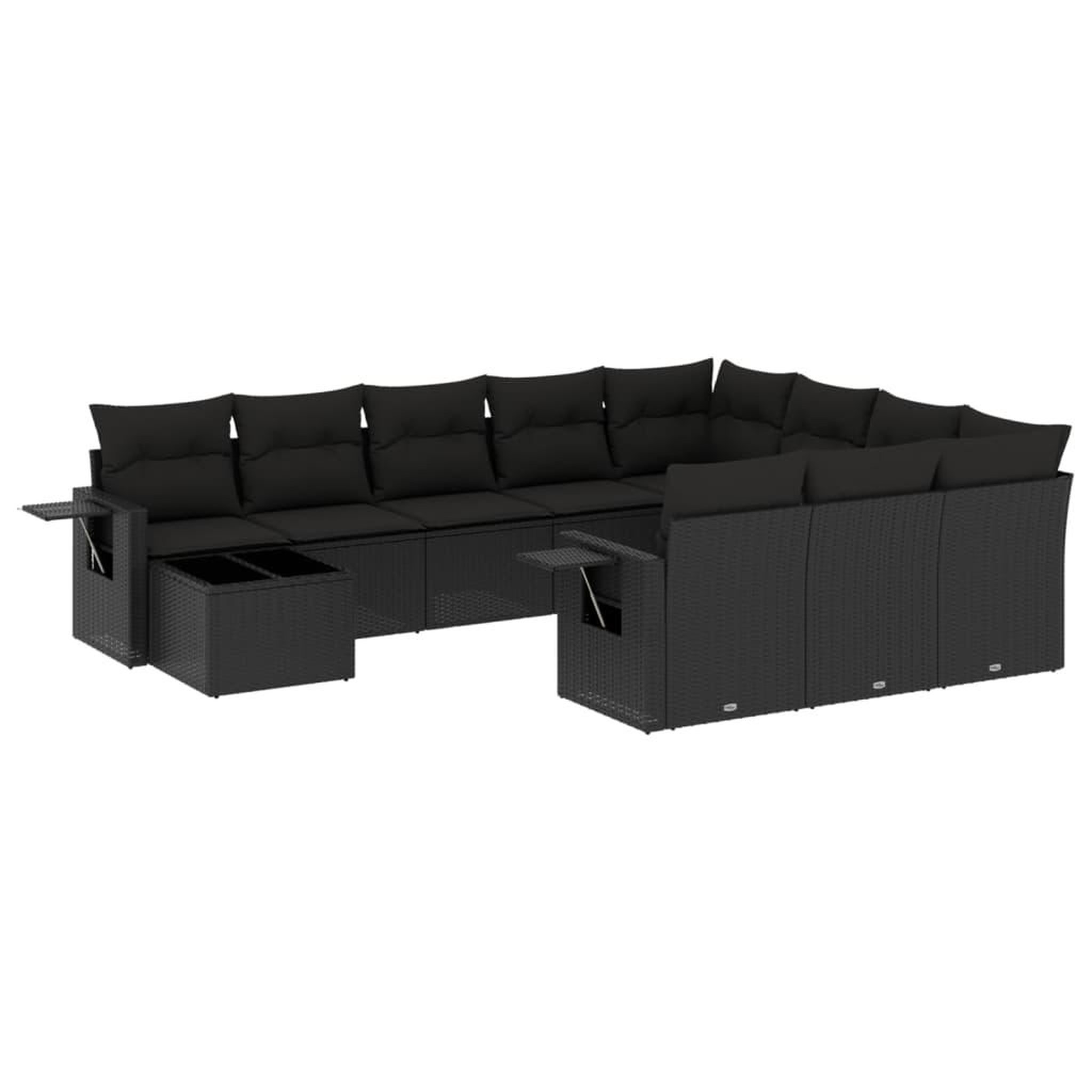 Voir la diapositive 2 : VIDAXL Salon de jardin 11 pcs avec coussins noir resine tressee
