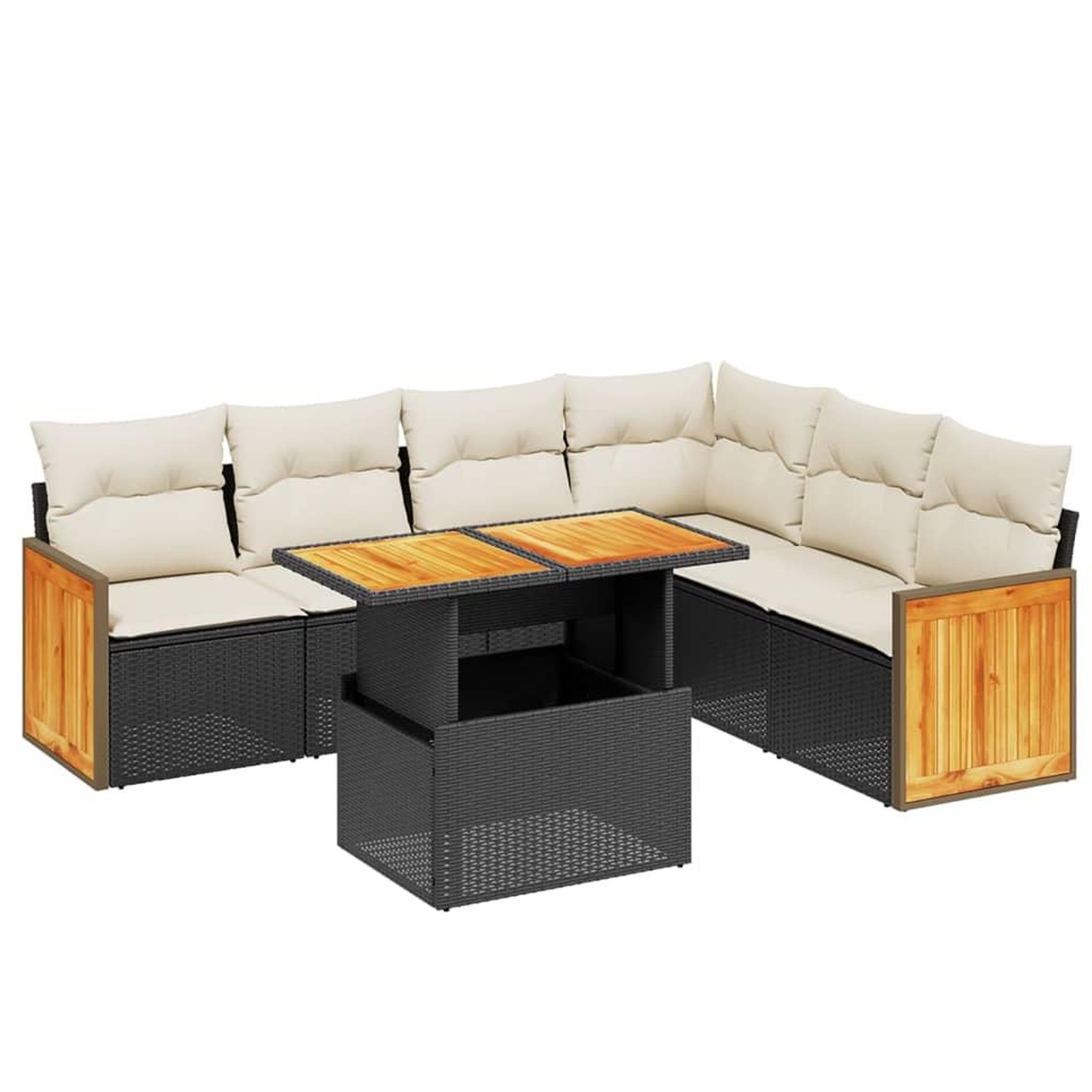 Voir la diapositive 2 : VIDAXL Salon de jardin 7 pcs avec coussins noir resine tressee
