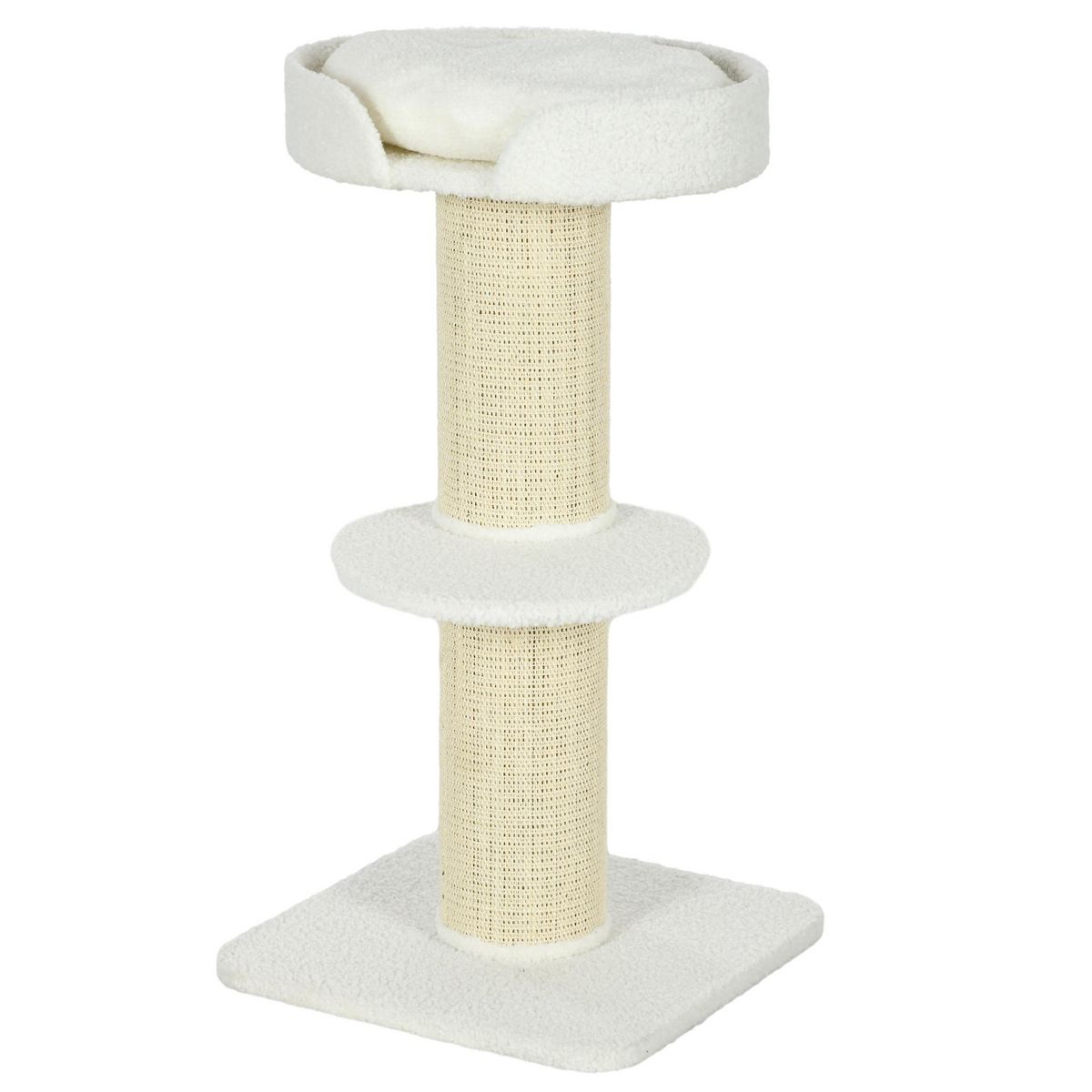 PAWHUT Arbre à chat avec griffoir centre d'activités 2 plateformes coussin crème
