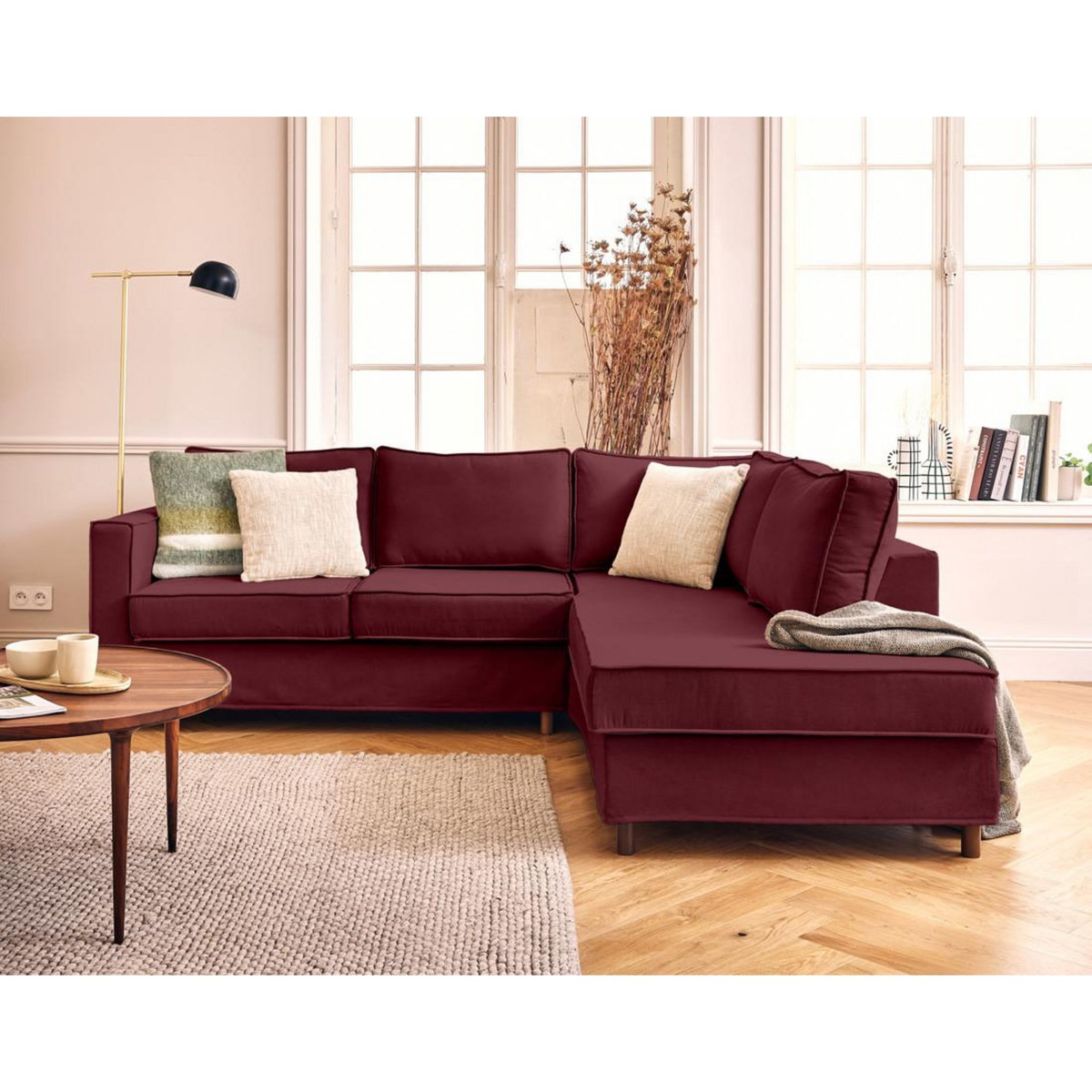 LISA DESIGN Jake - canapé déhoussable d'angle droit 5 places en tissu