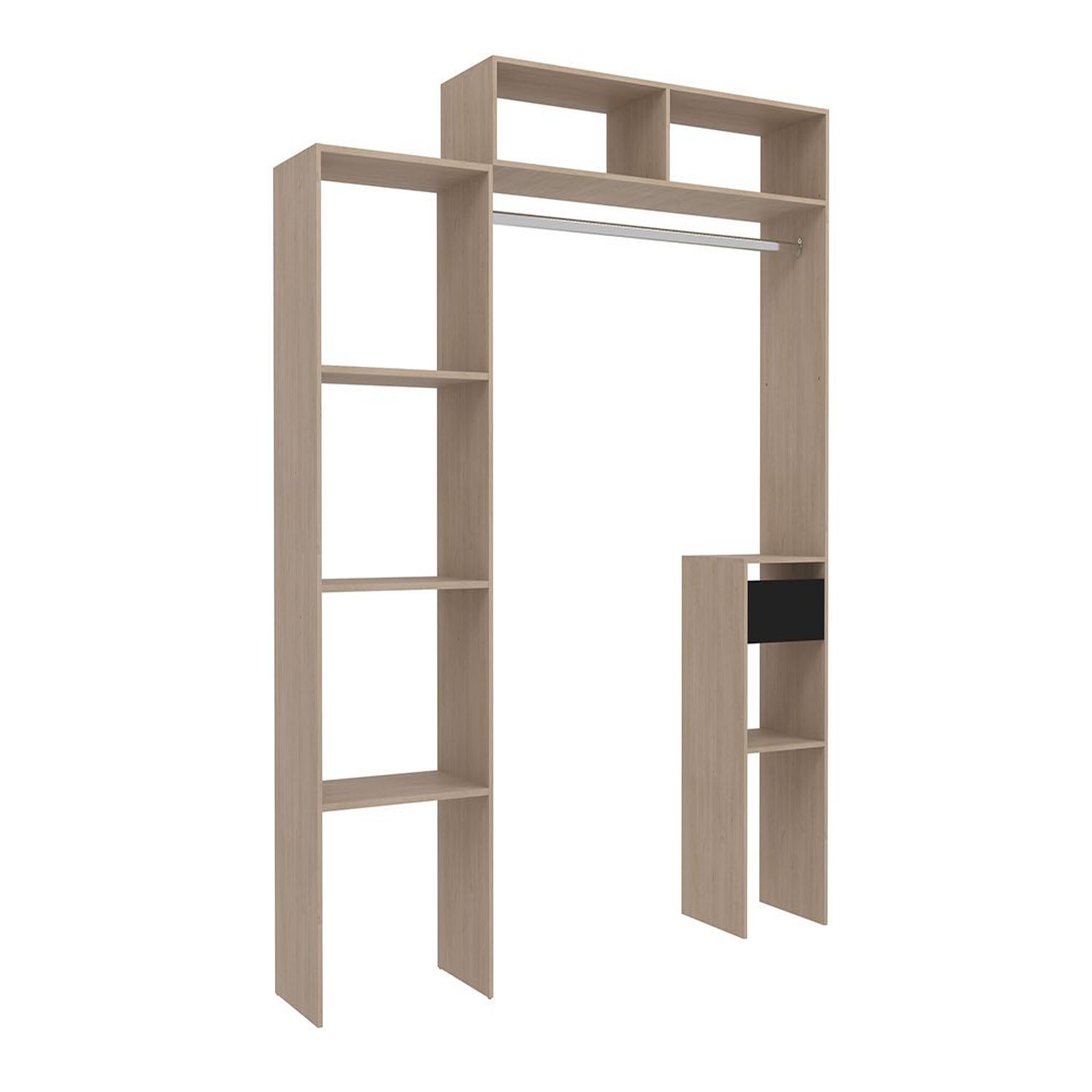 Voir la diapositive 1 : CONCEPT USINE Dressing bois extensible avec penderie étagères et tiroirs elysee