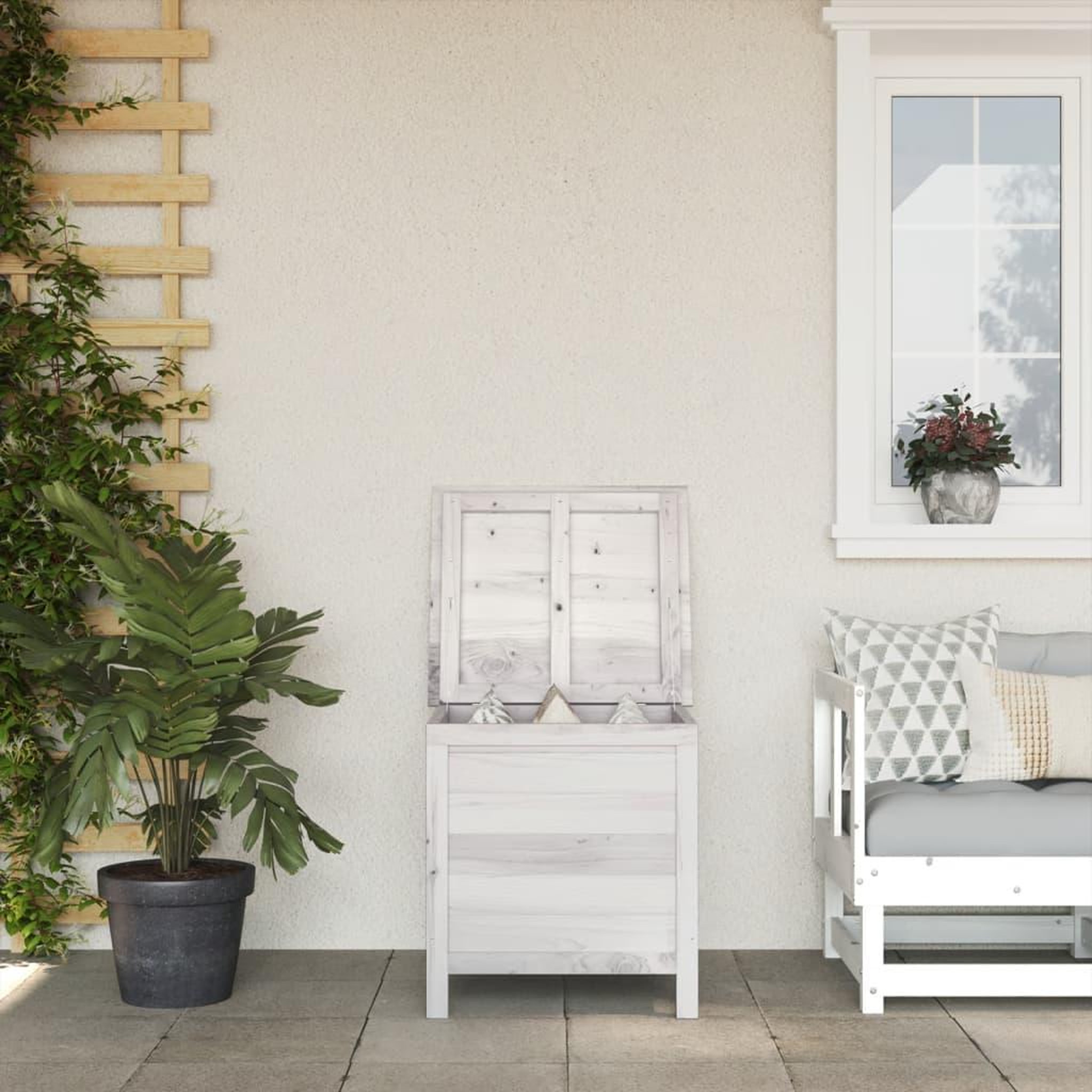 VIDAXL Boîte de rangement de jardin blanc bois massif de sapin