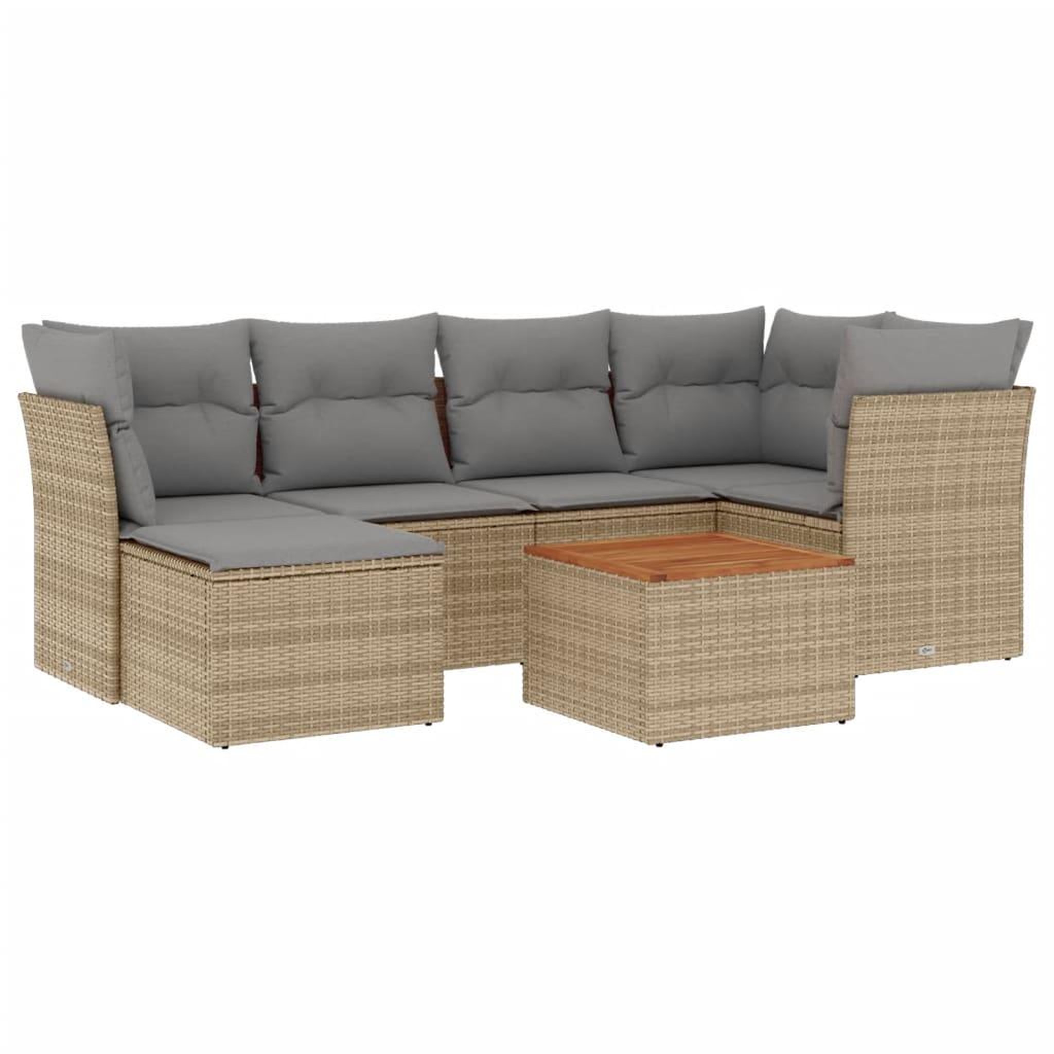 Voir la diapositive 2 : VIDAXL Salon de jardin avec coussins 7pcs melange beige resine tressee
