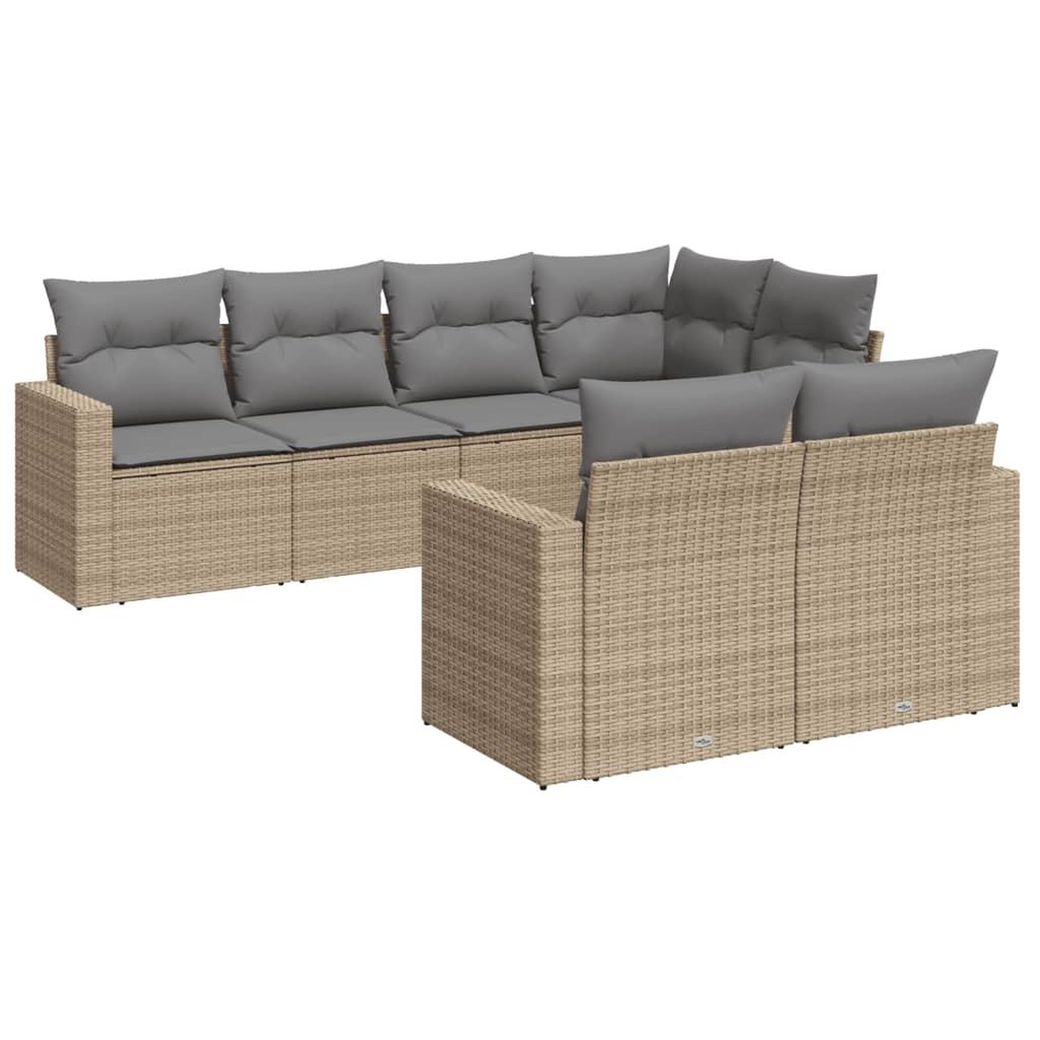 Voir la diapositive 2 : VIDAXL Salon de jardin avec coussins 7 pcs beige resine tressee