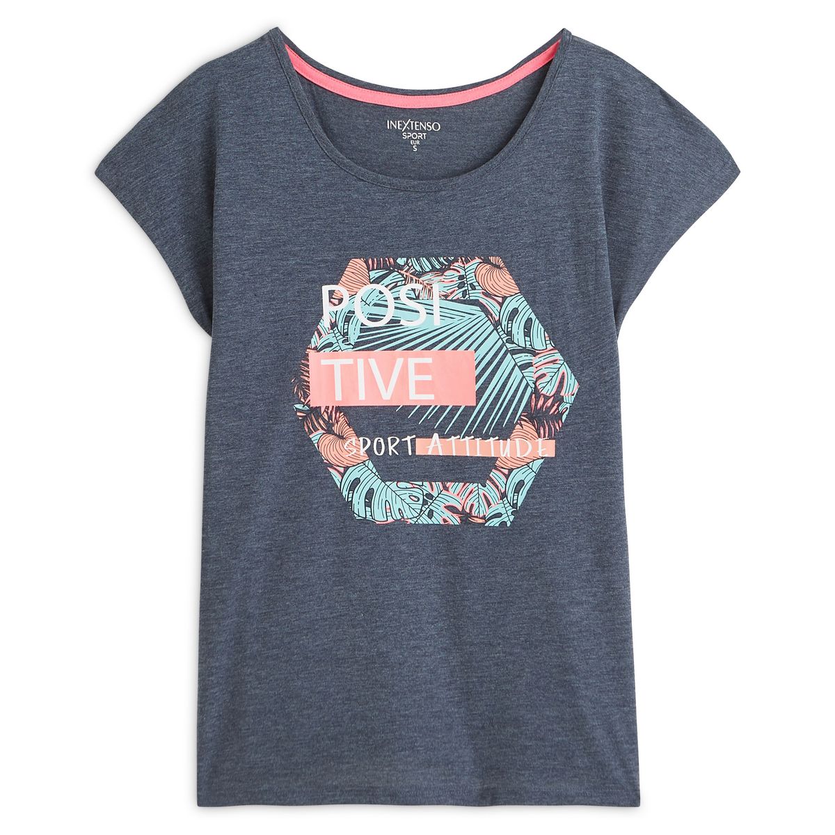 IN EXTENSO T-shirt manches courtes bleu imprimé positive femme