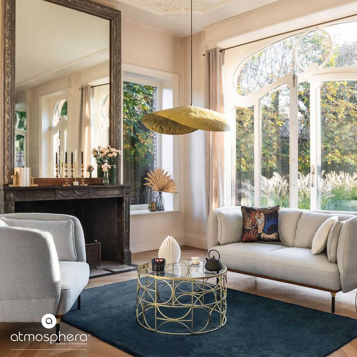 ATMOSPHERA Table basse verre et métal - Doré