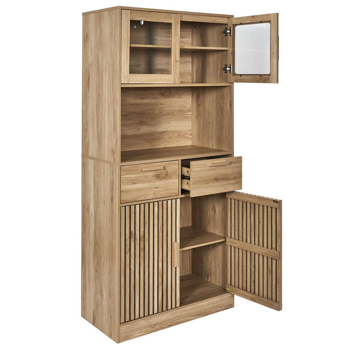 The Home Deco Factory Buffet de cuisine 4 portes 2 tiroirs Saulk en bois - Marron