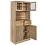 Voir la diapositive 4 : The Home Deco Factory Buffet de cuisine 4 portes 2 tiroirs Saulk en bois - Marron