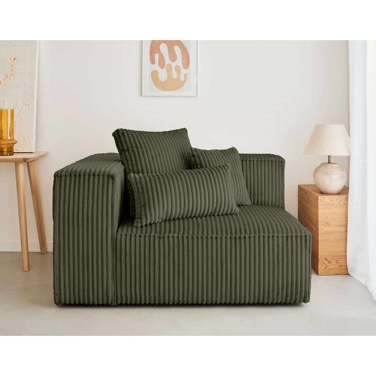 LISA DESIGN Colombine - module d'assise gauche - en velours côtelé grosses côtes