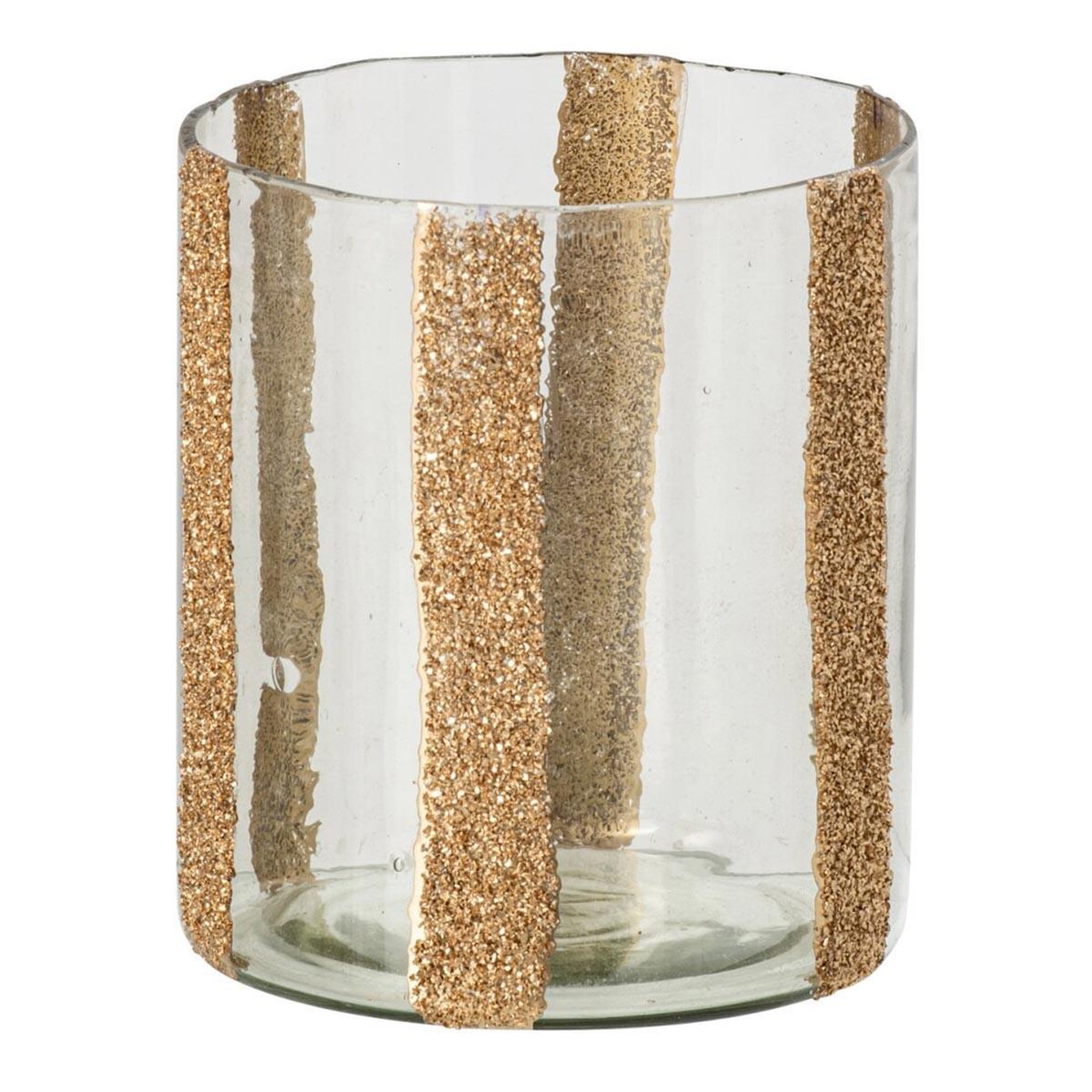 J-LINE Photophore cylindrique en verre  torben  15cm doré