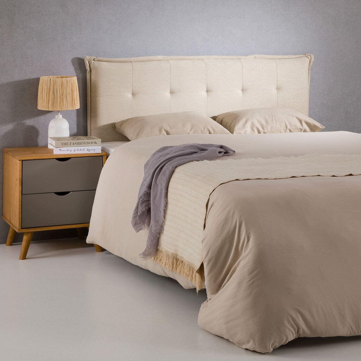 IDIMEX Tête de lit EBEYA 120 capitonnée sur pieds, en tissu
