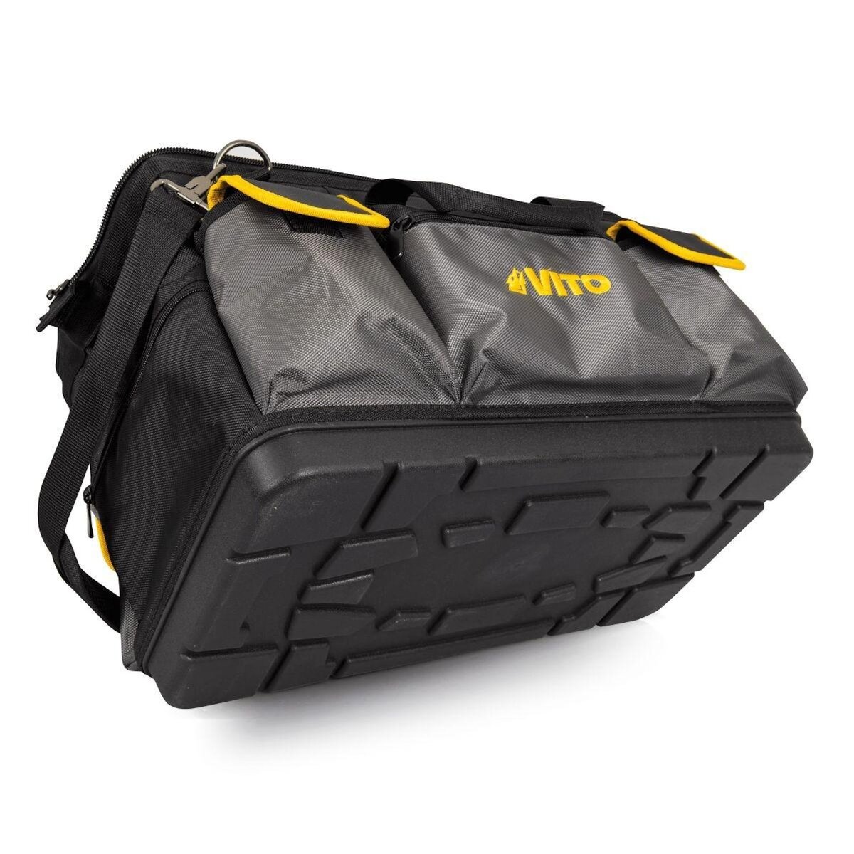 VITO Sac à outils 35L 8 Poches 17 compartiments Charge 25Kg Base rigide Fond étanche Bandoulière Confort VITO