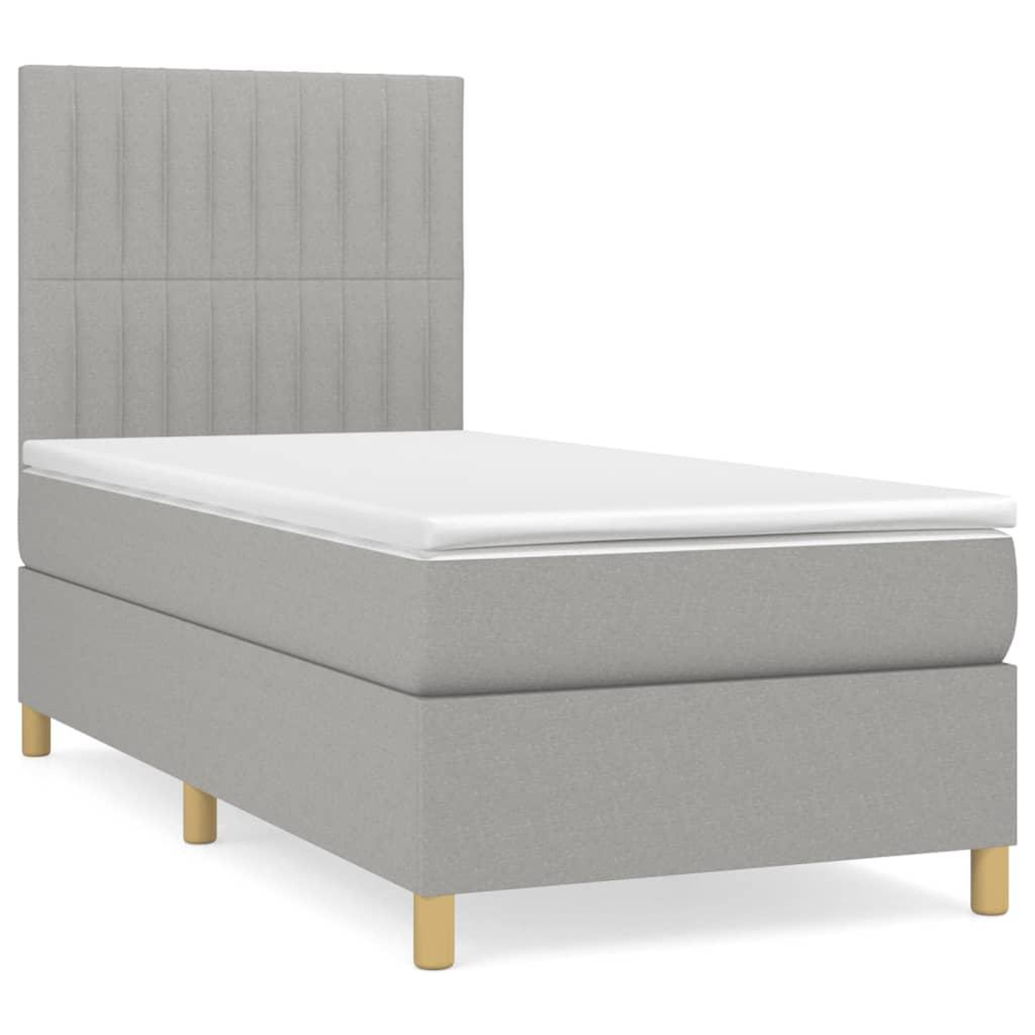 Voir la diapositive 2 : VIDAXL Sommier a lattes de lit avec matelas Gris clair 80x200 cm Tissu