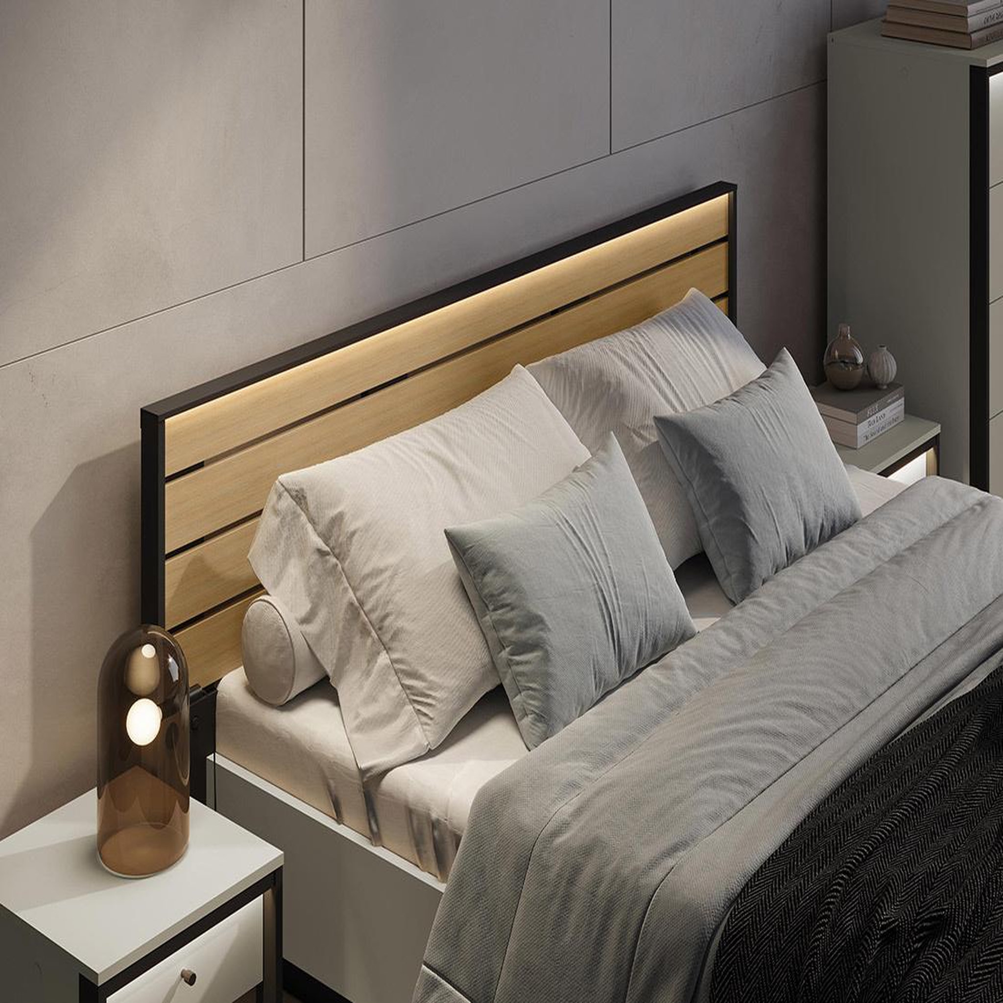Voir la diapositive 5 : BEST MOBILIER Kimi - lit coffre king size - 180x200 cm - sommier et port usb inclus