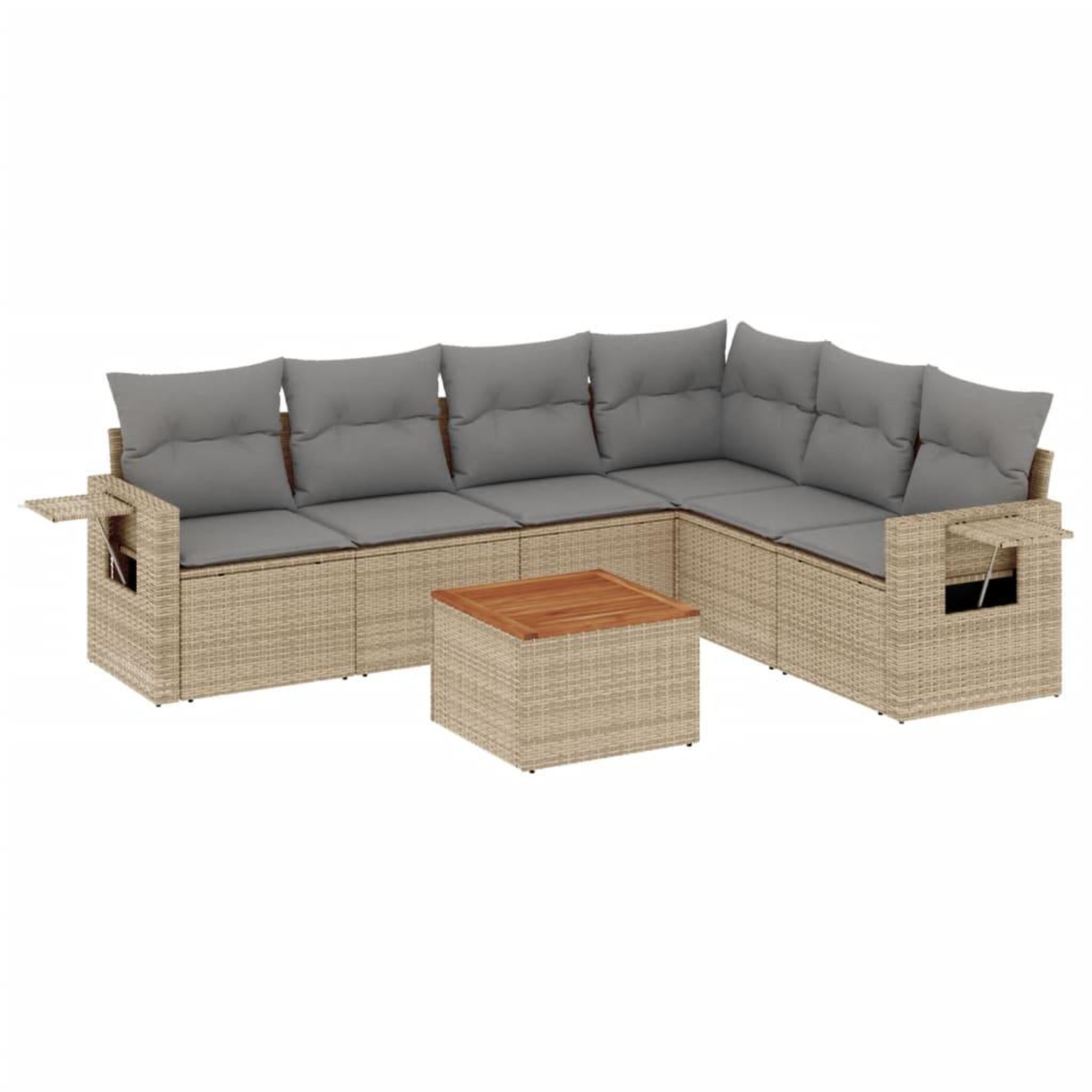 Voir la diapositive 2 : VIDAXL Salon de jardin avec coussins 7pcs melange beige resine tressee