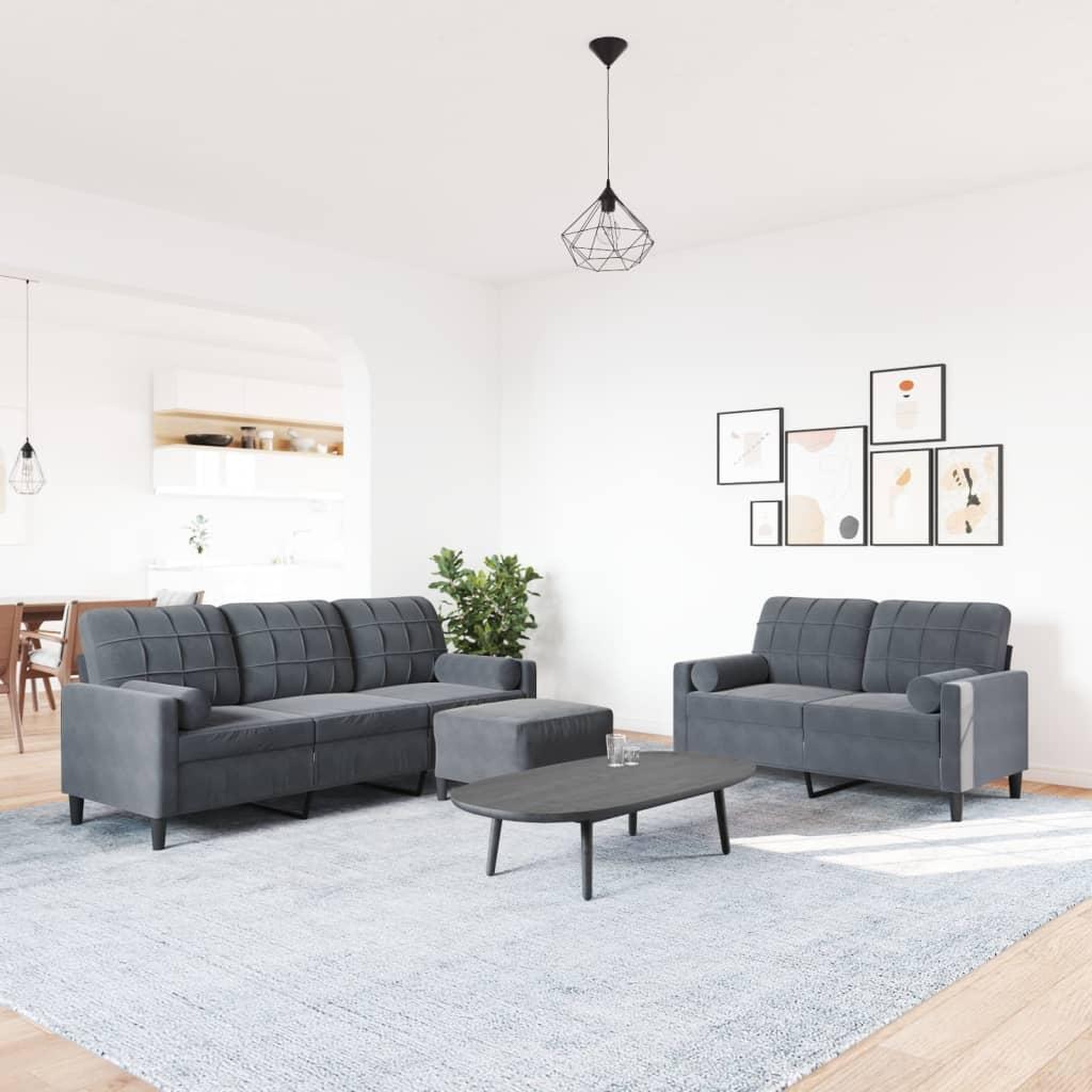 Voir la diapositive 3 : VIDAXL Ensemble de canapes 3 pcs avec coussins et traversins velours