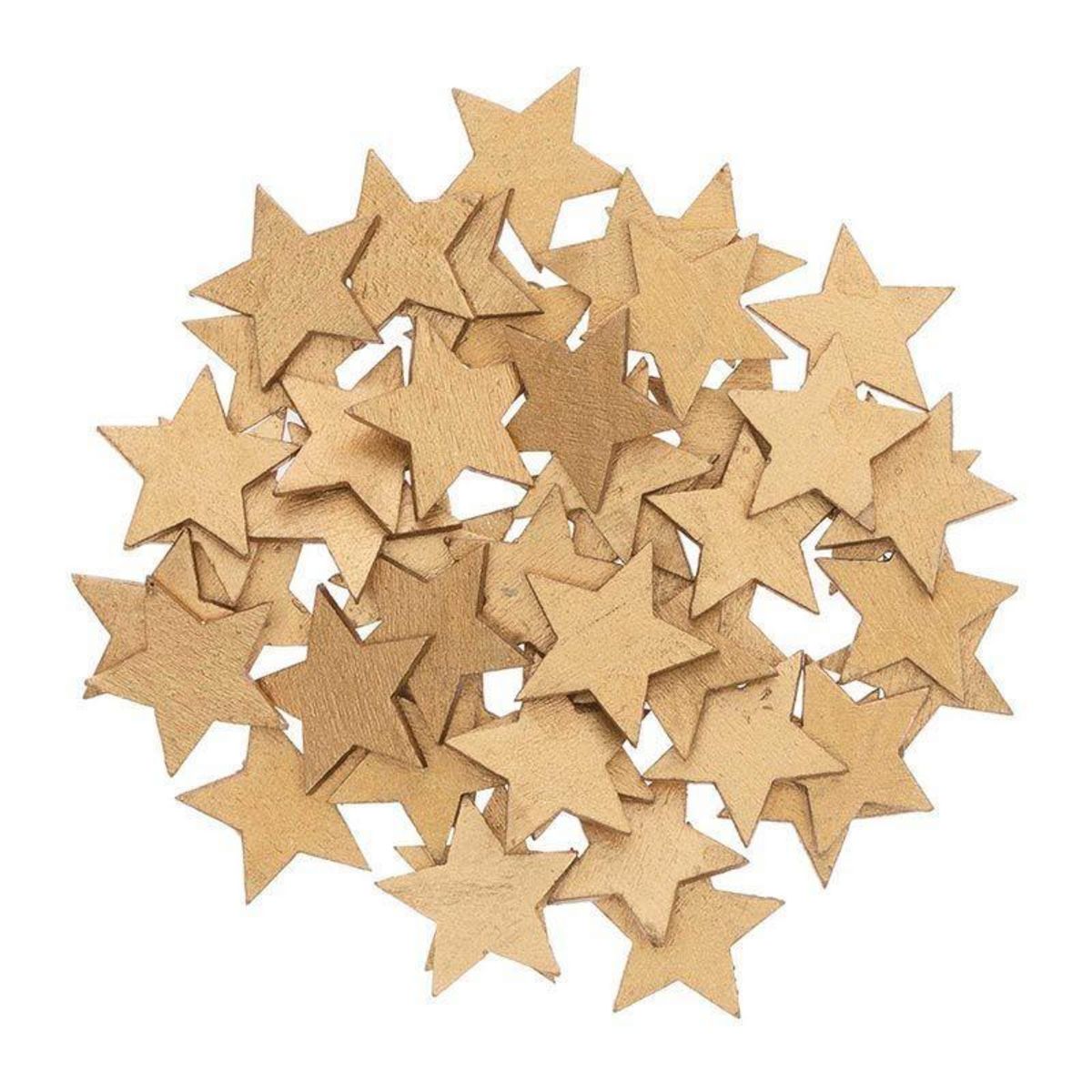RICO DESIGN Confettis étoiles en bois dorés