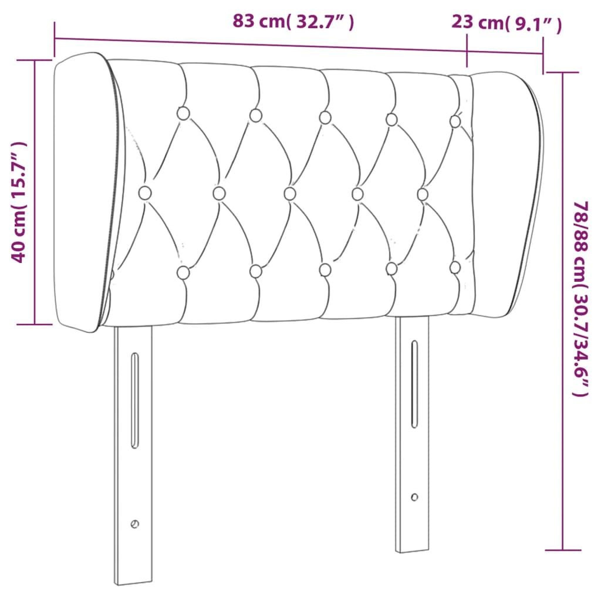 Voir la diapositive 6 : VIDAXL Tete de lit avec oreilles Gris fonce 83x23x78/88 cm Tissu