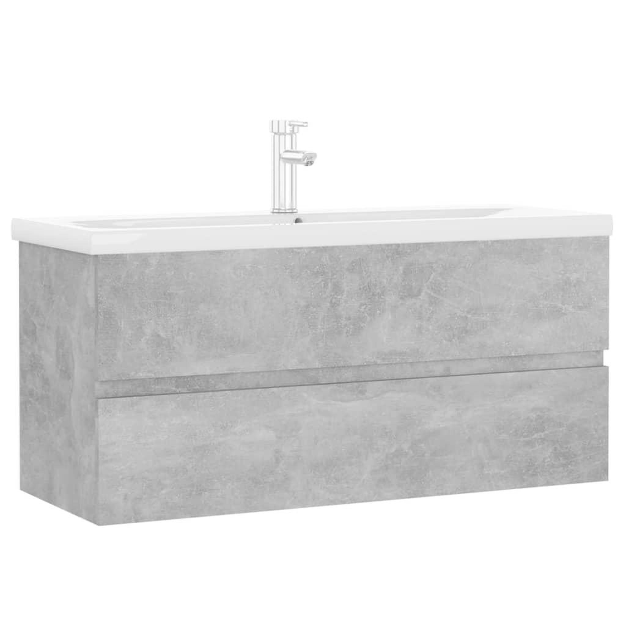 Voir la diapositive 2 : VIDAXL Armoire d'evier et lavabo integre gris beton bois d'ingenierie